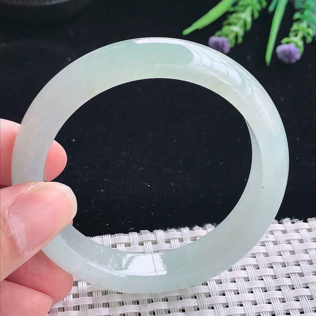 实拍A货翡翠56/13.3/8.5老坑冰胶果冻冰晴手镯宽边玉镯手环