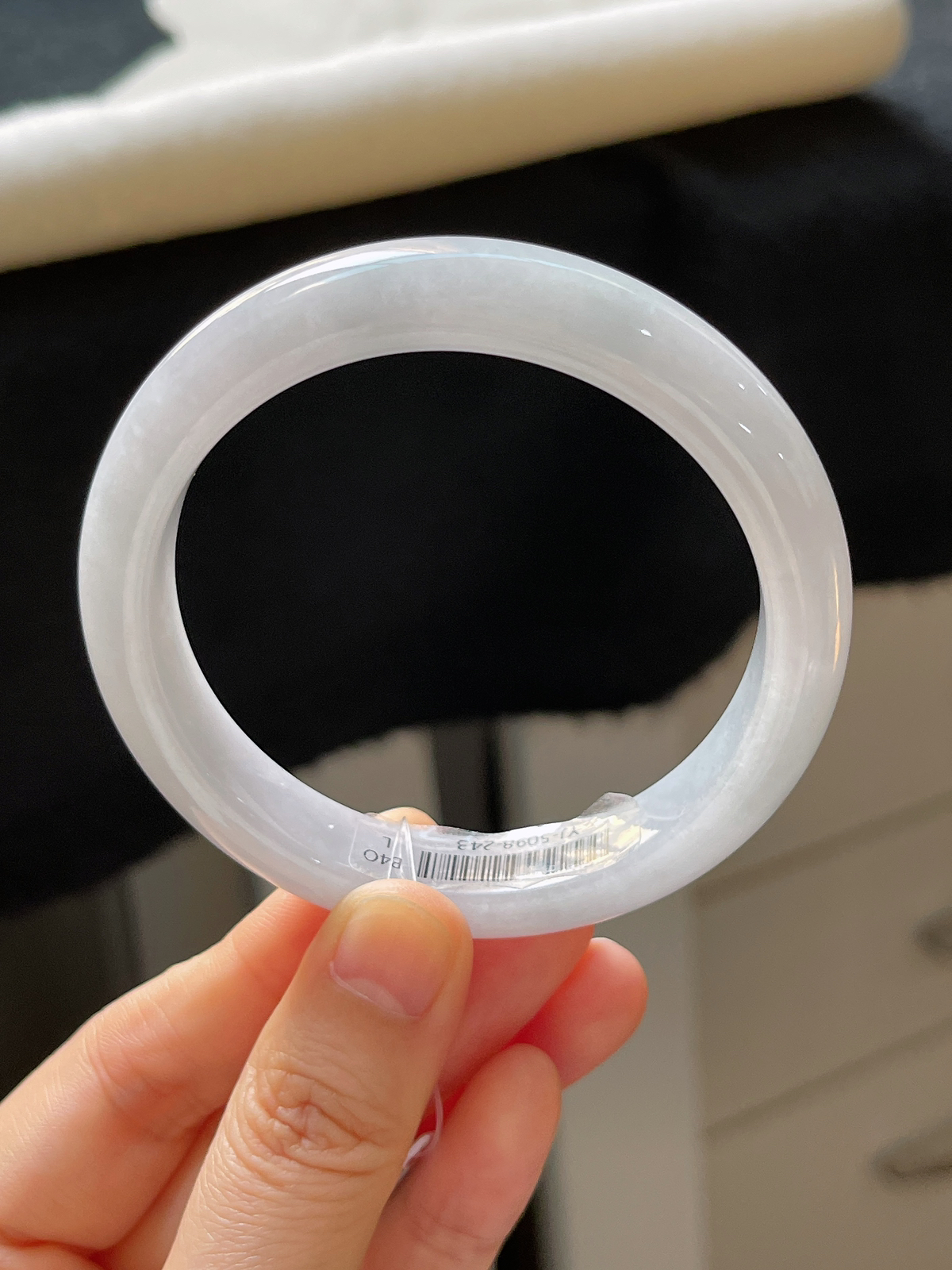 正圈55.2圈口，翡翠糯化种白色手镯