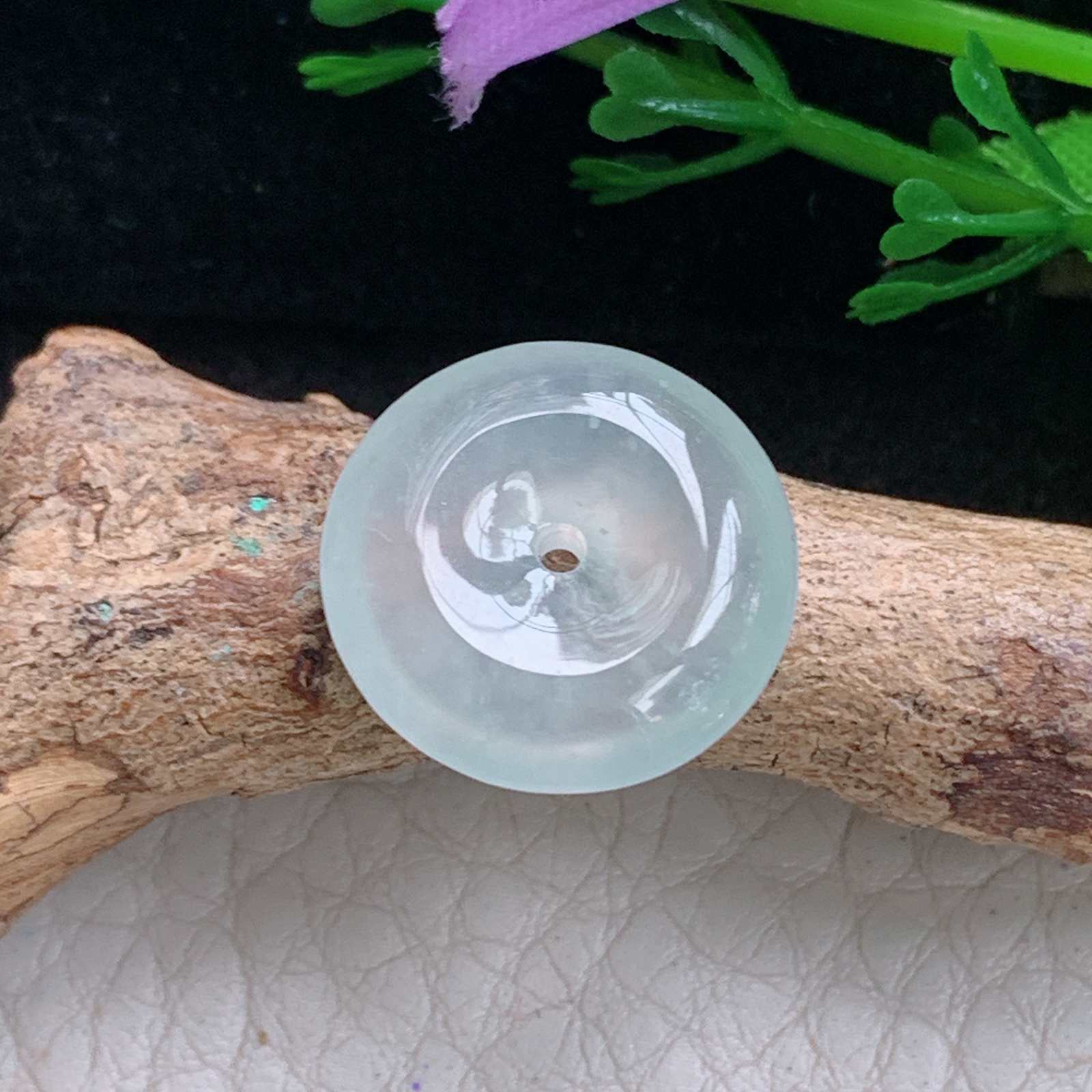 xo实拍19*6缅甸翡翠冰种起光平安扣 玉扣玉挂件 玉坠