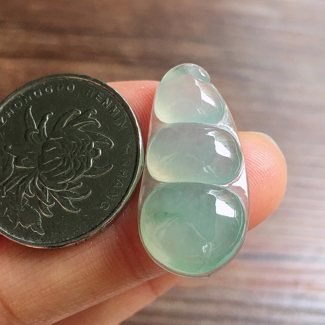 冰晴底福豆，镶嵌佳品，冰润细腻，种水足，001 尺寸28.9*14.1*5.7