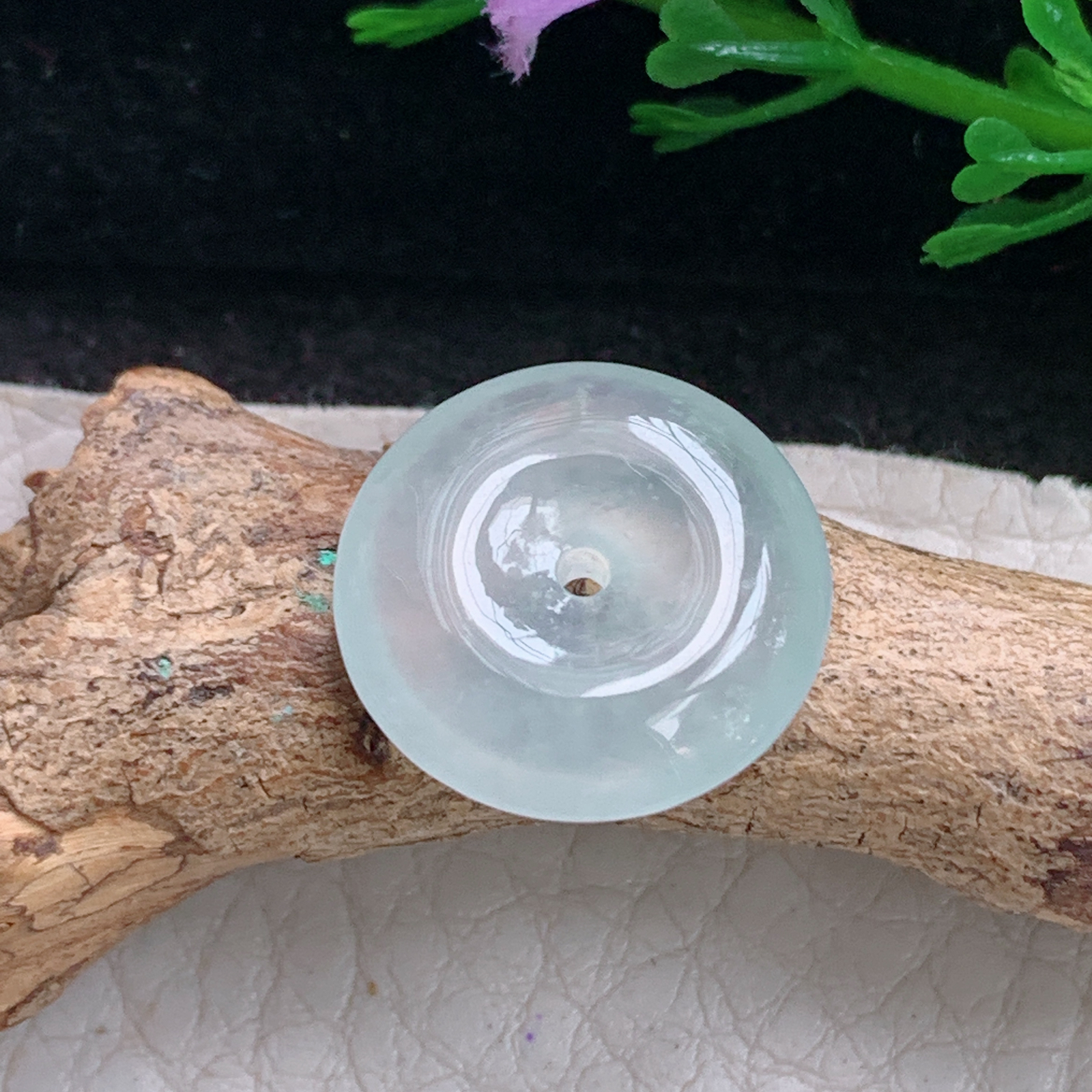 xo实拍19*6缅甸翡翠冰种起光平安扣 玉扣玉挂件 玉坠