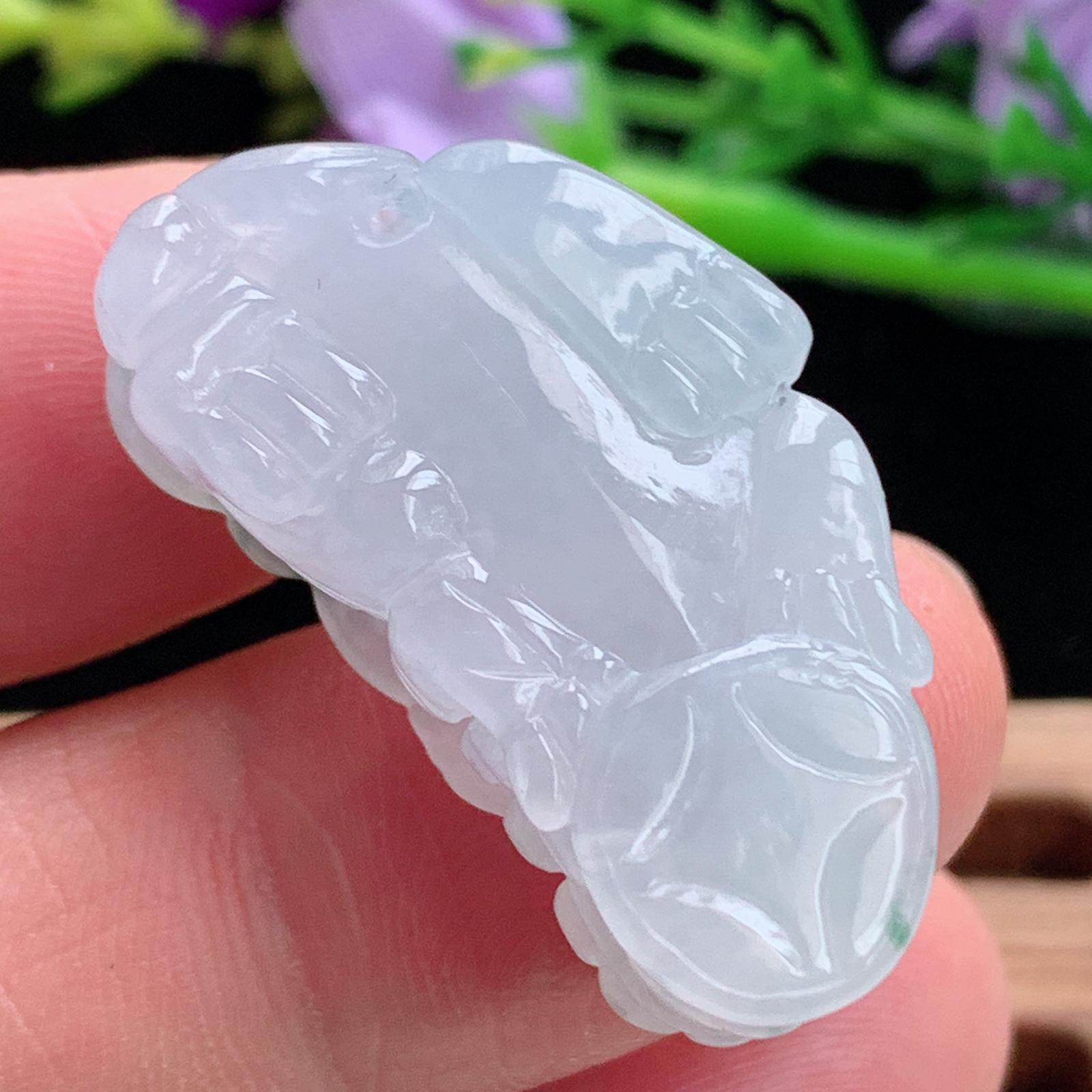 xo实拍30*16.3*9.8缅甸翡翠a货冰飘花招财貔貅 玉皮休玉挂件 玉坠