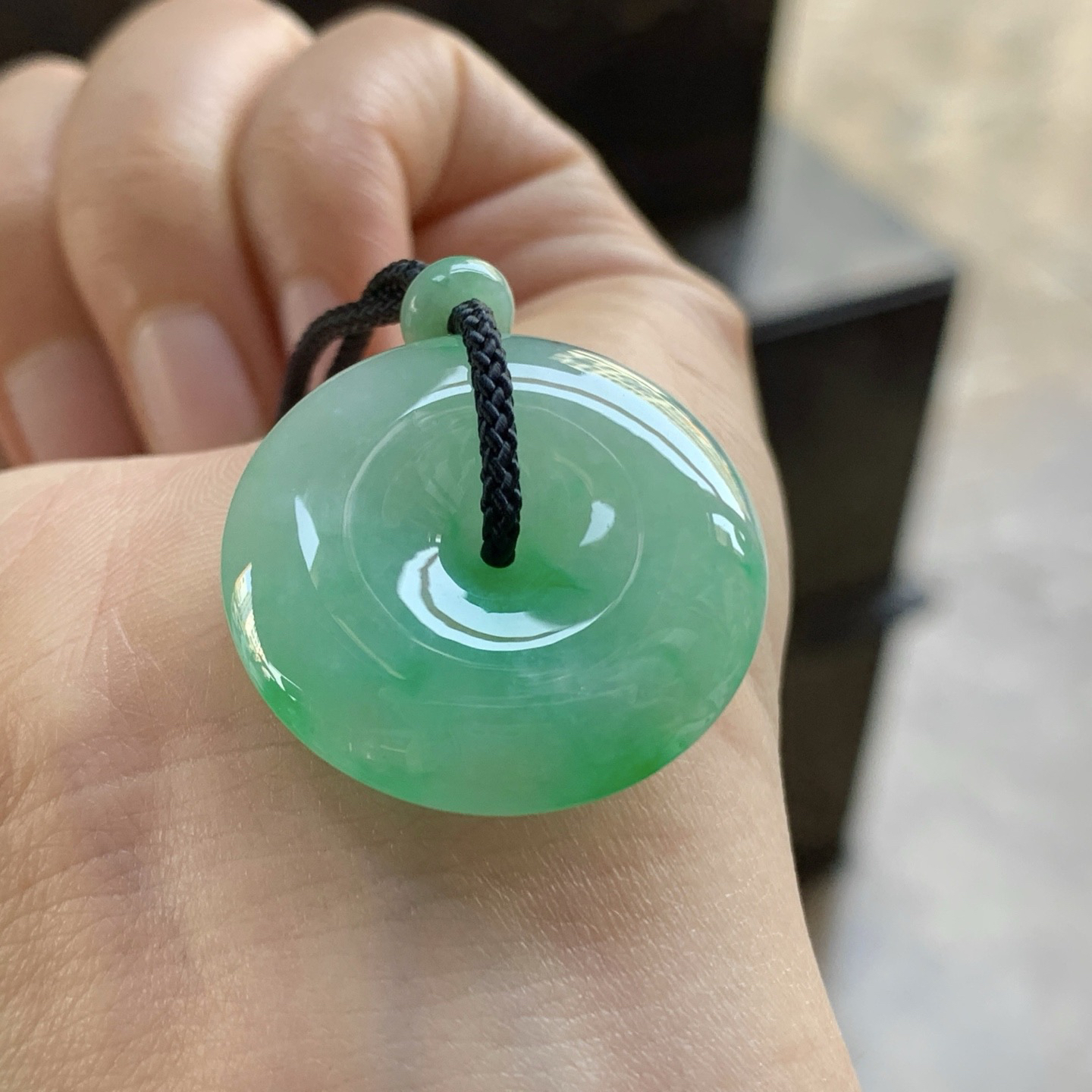 阳绿色平安扣^_^鲜艳 色阳