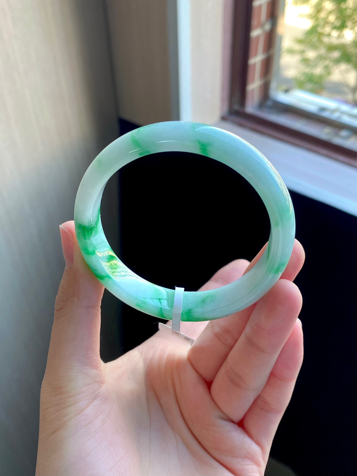 阳绿白底青正圈成品（ 细纹不显不扣）

⭕️57.5-12.8-7.4