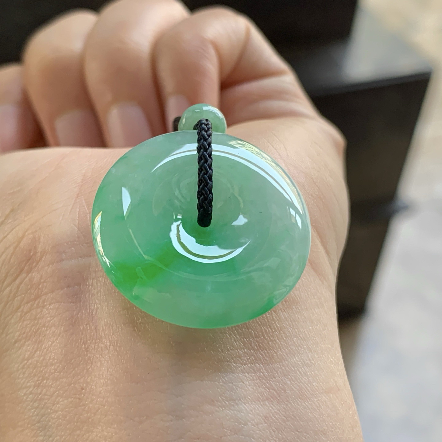 阳绿色平安扣^_^鲜艳 色阳