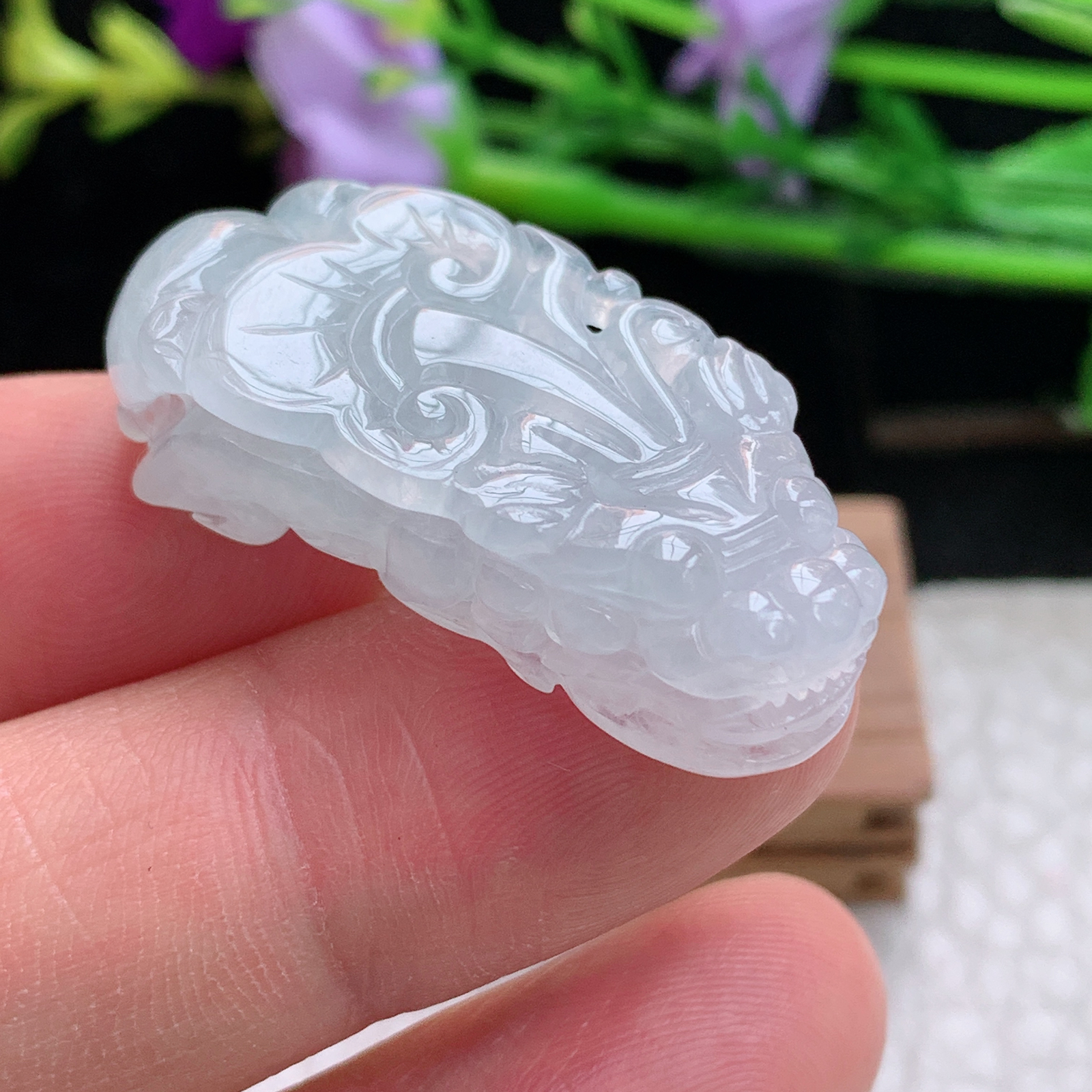 xo实拍33*16*9缅甸翡翠a货冰纯招财貔貅 玉皮休挂件 玉坠