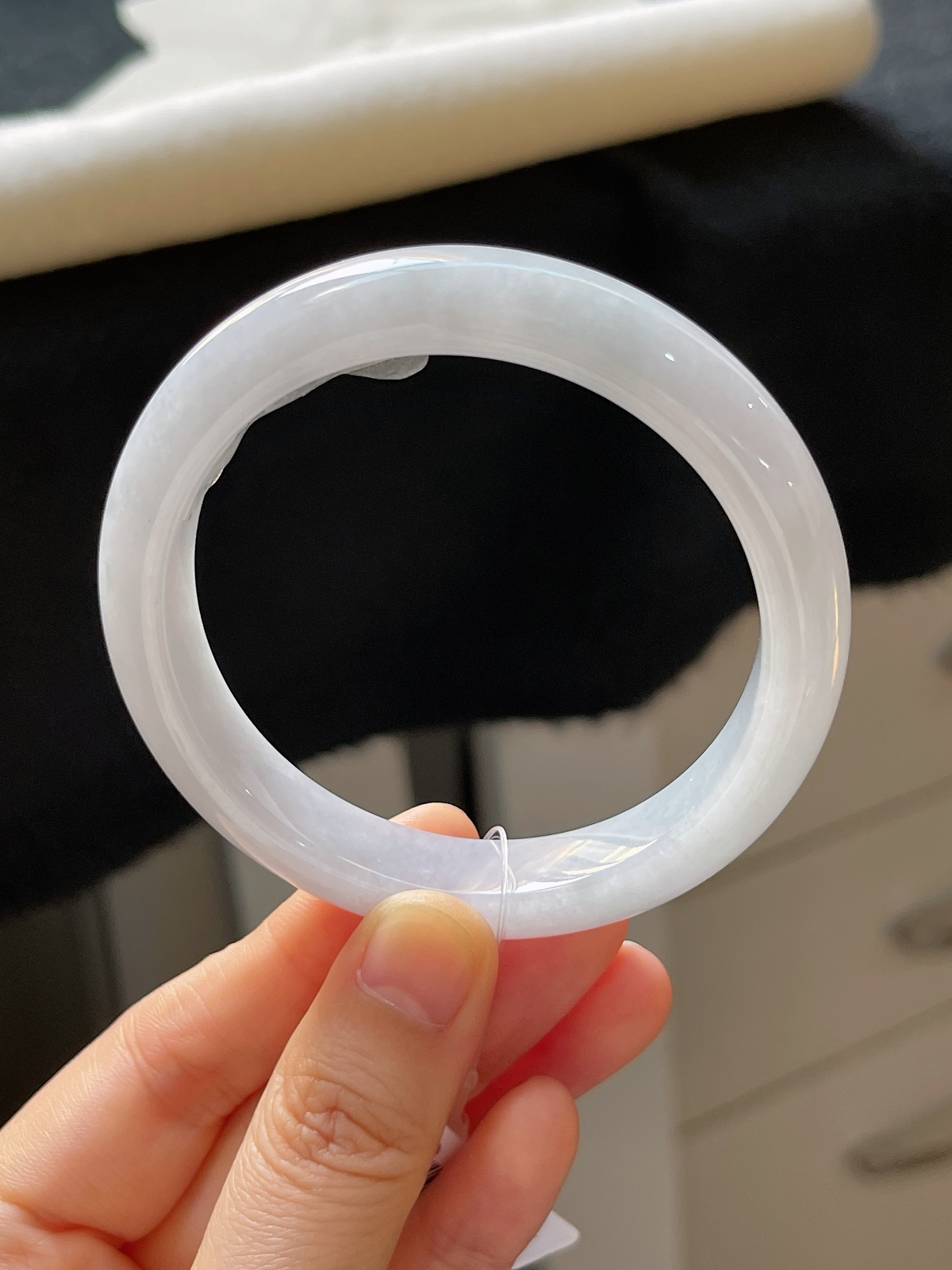 正圈55.2圈口，翡翠糯化种白色手镯