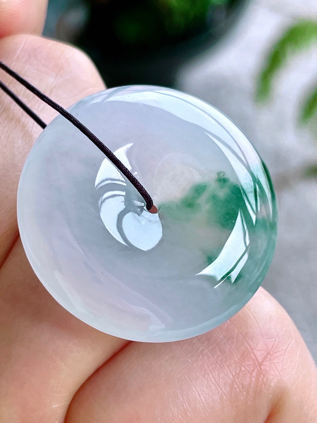 冰飘花平安扣吊坠