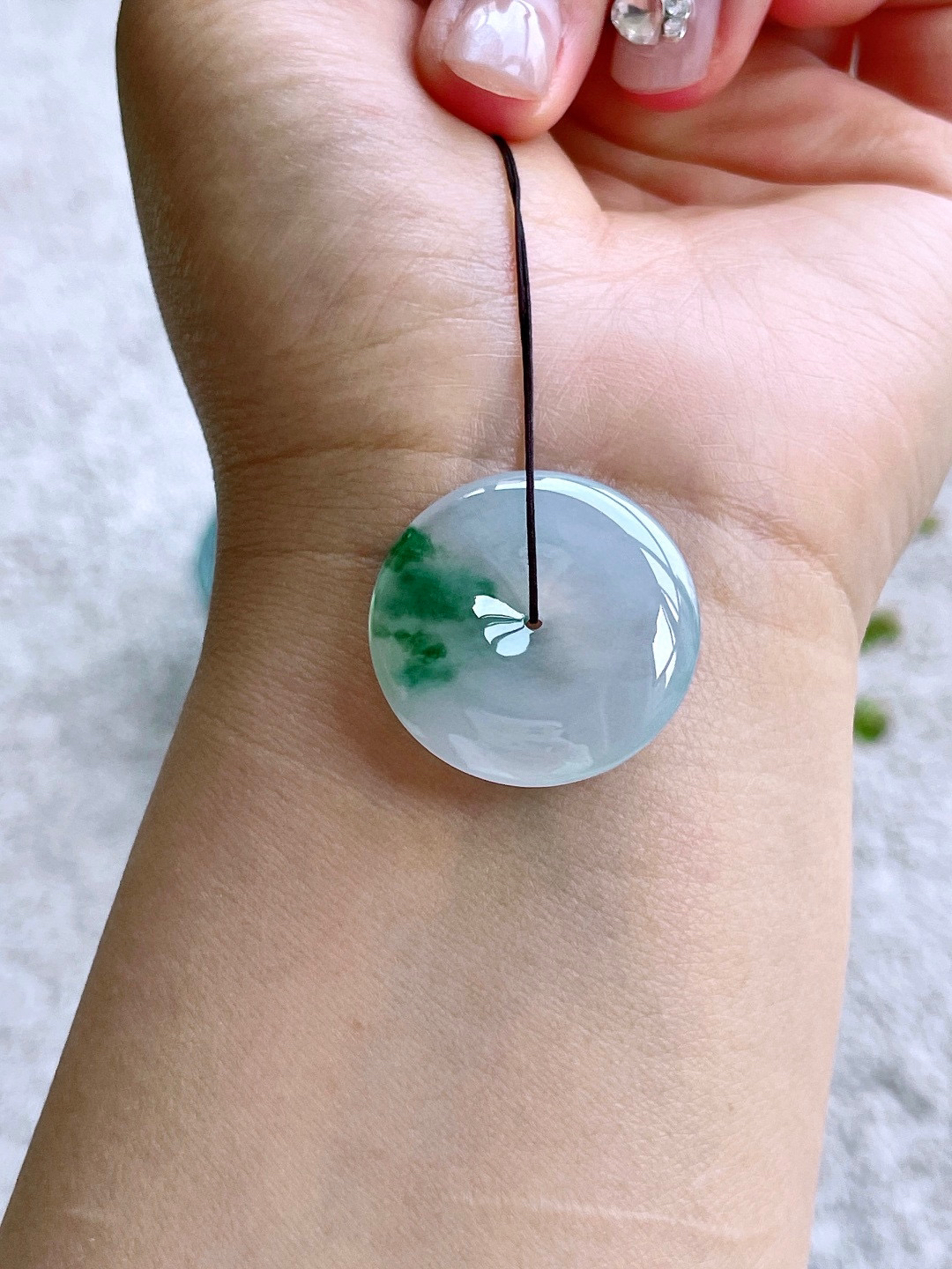 冰飘花平安扣吊坠