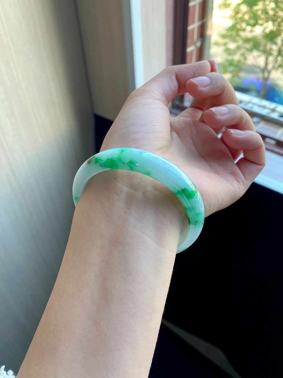 阳绿白底青正圈成品（ 细纹不显不扣）

⭕️57.5-12.8-7.4