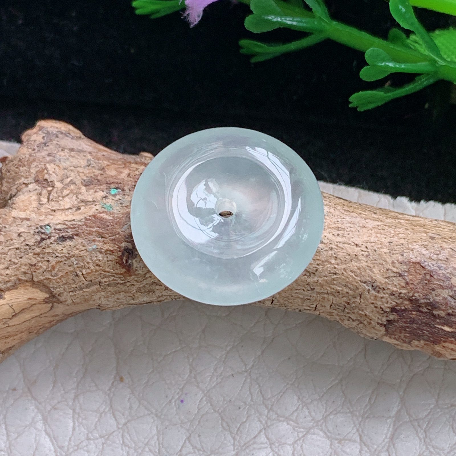 xo实拍19*6缅甸翡翠冰种起光平安扣 玉扣玉挂件 玉坠