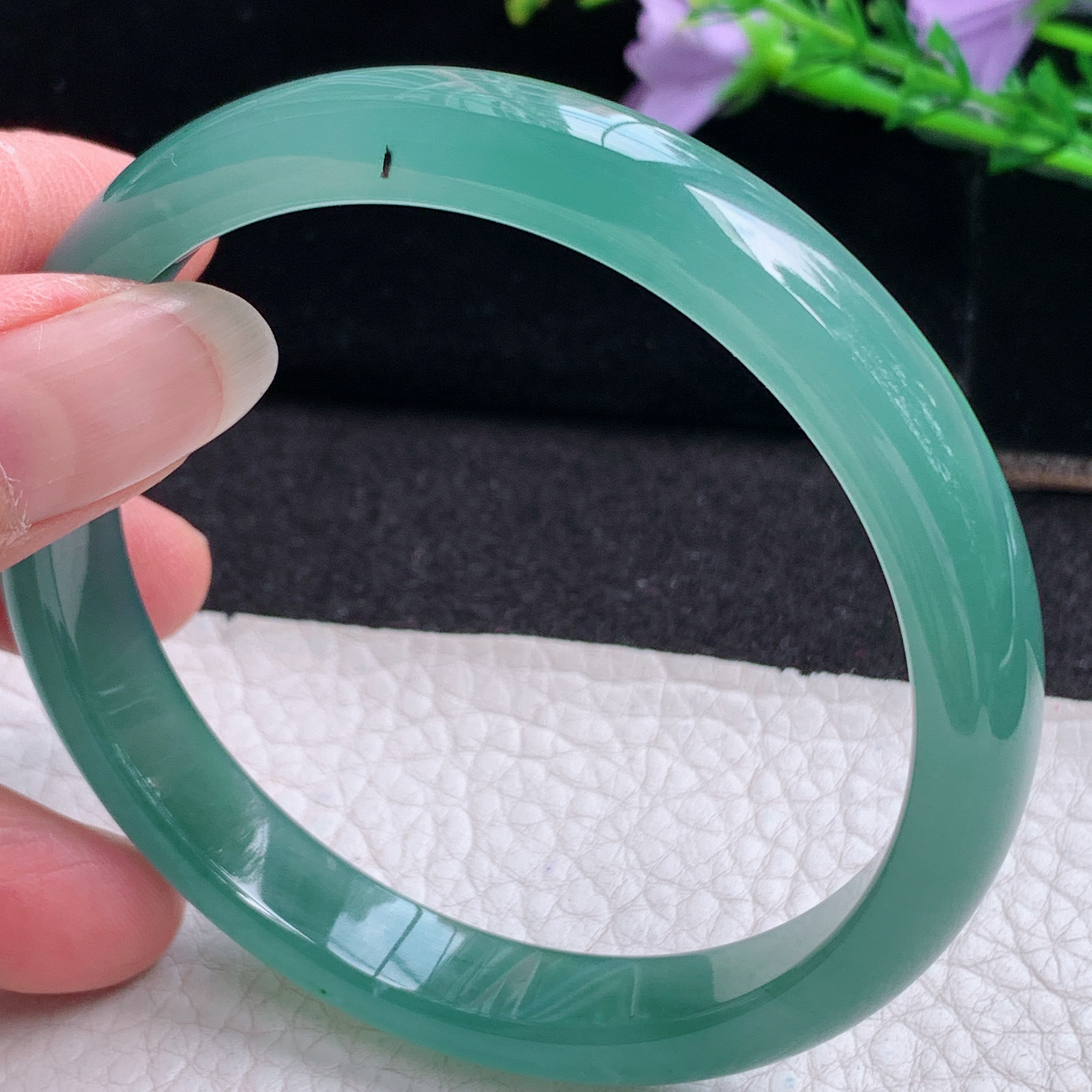 fl大圈口61.5*11*7平安镯 天然翡翠A货玉手镯精美冰蓝正圈玉手环