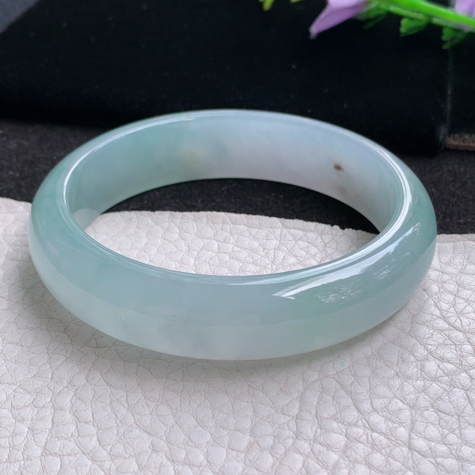 xc实拍58*14.5*7.7平安镯 天然缅甸翡翠A货玉手镯冰透蓝晴玉手环