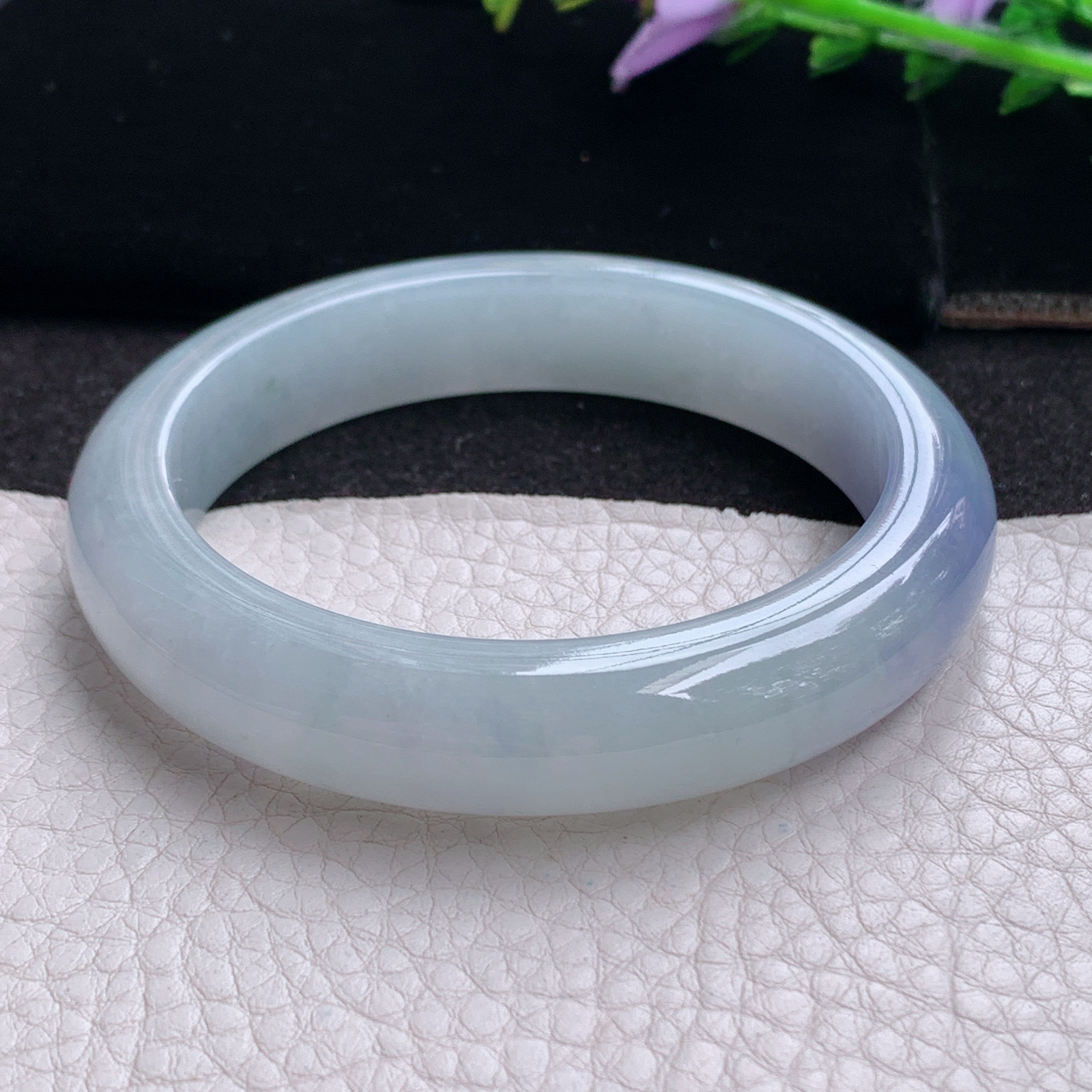 z实拍57.5*12.6*9平安镯 天然缅甸翡翠A货玉手镯冰紫正圈玉手环