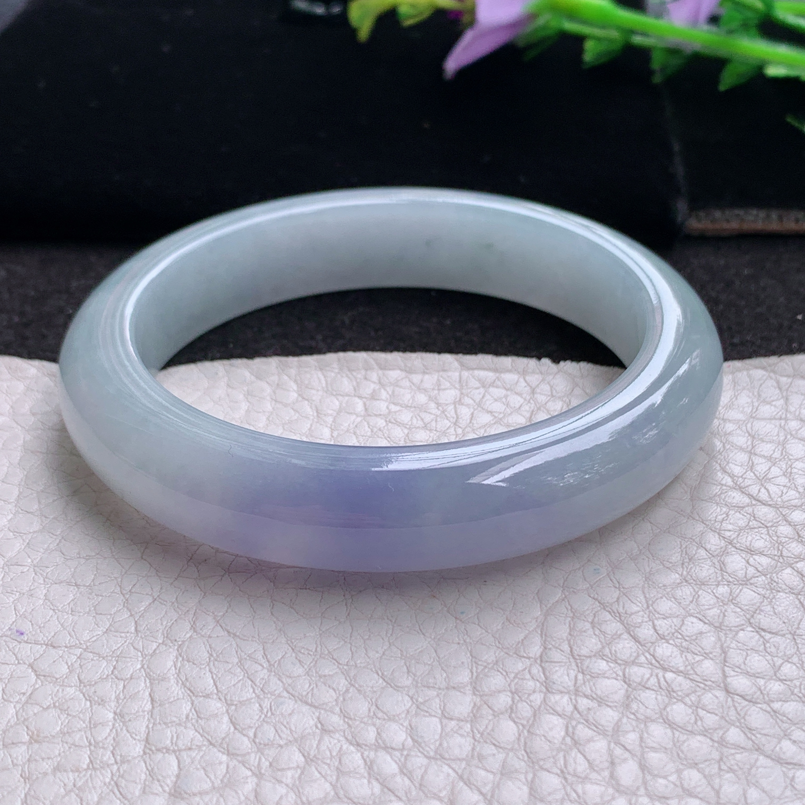 z实拍57.5*12.6*9平安镯 天然缅甸翡翠A货玉手镯冰紫正圈玉手环