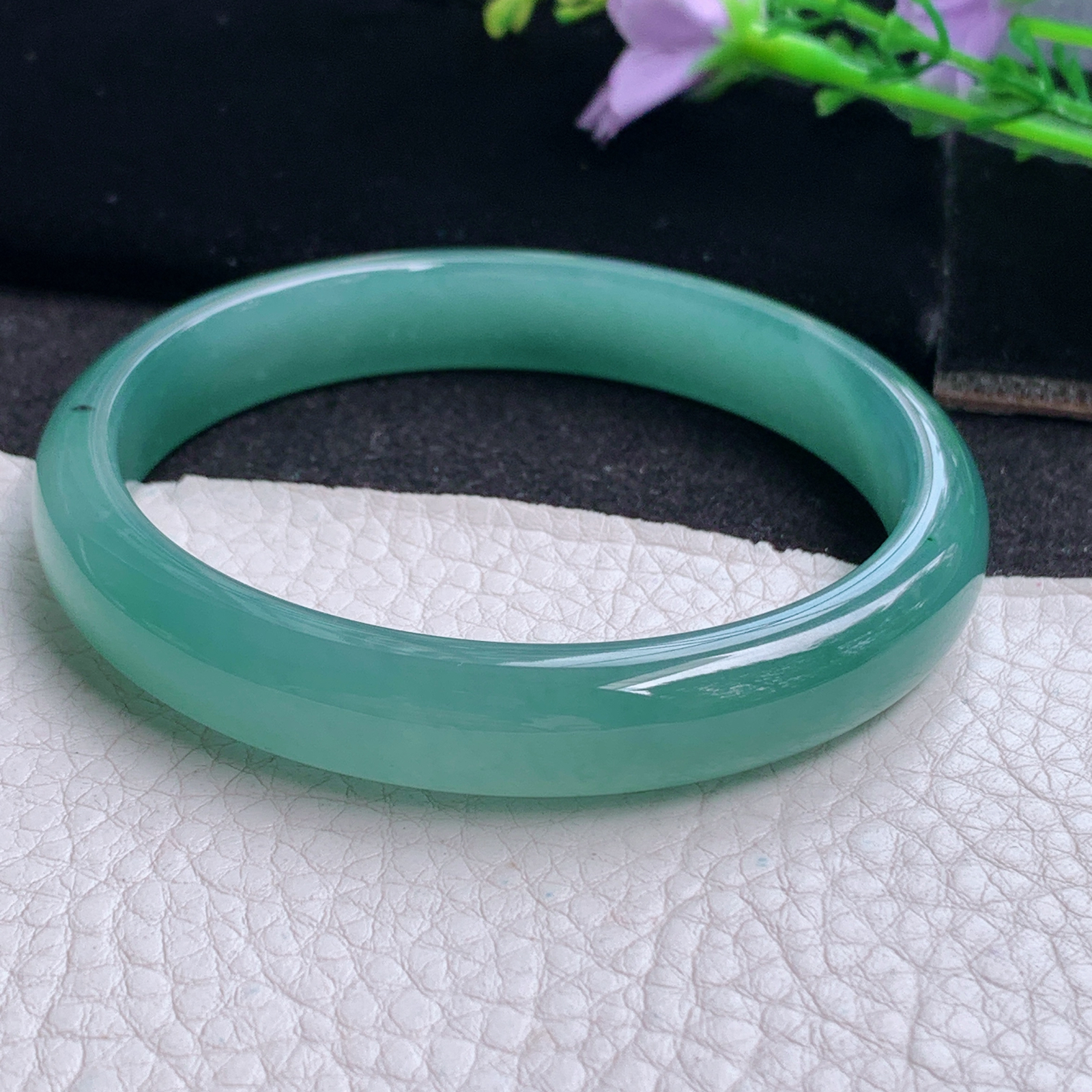 fl大圈口61.5*11*7平安镯 天然翡翠A货玉手镯精美冰蓝正圈玉手环