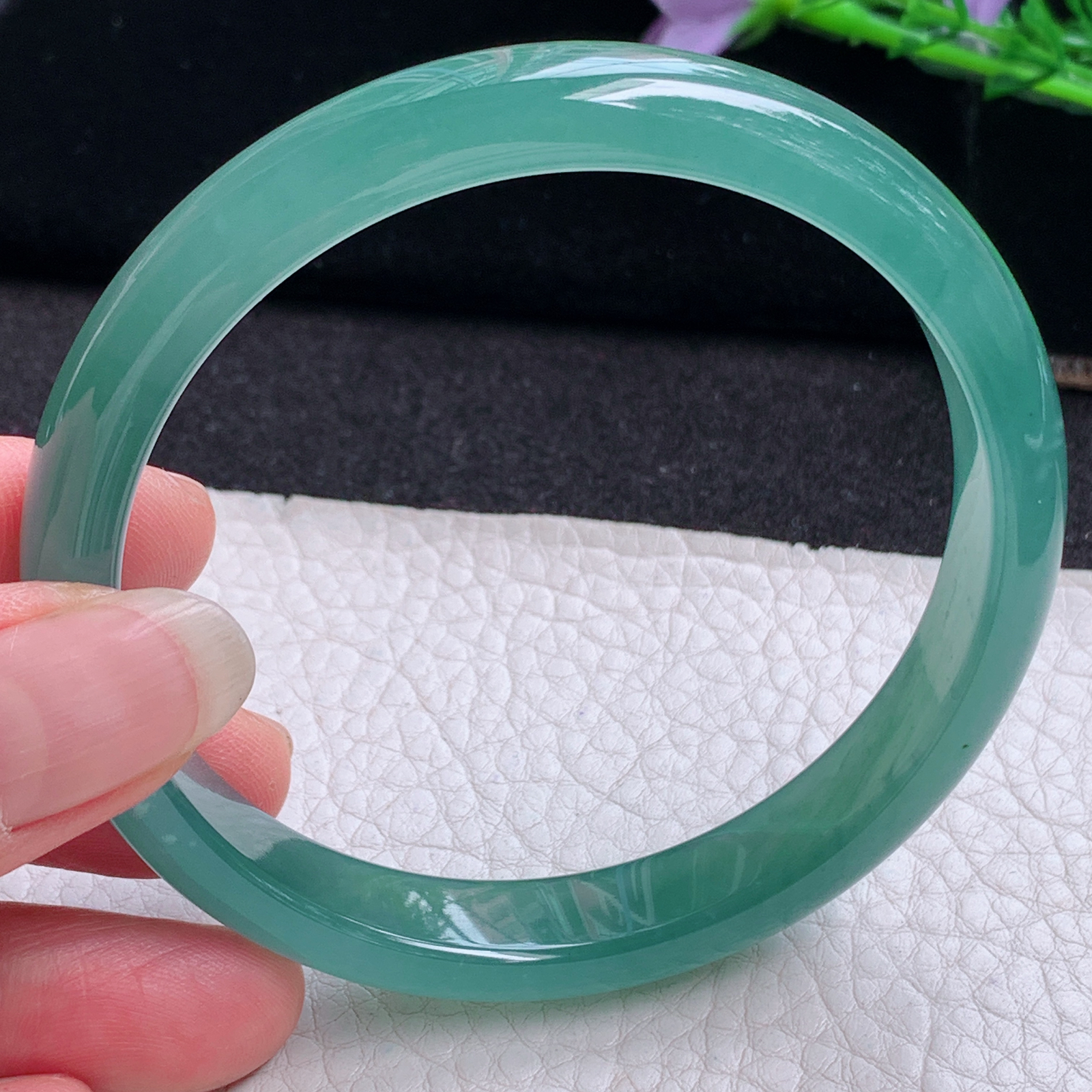 fl大圈口61.5*11*7平安镯 天然翡翠A货玉手镯精美冰蓝正圈玉手环