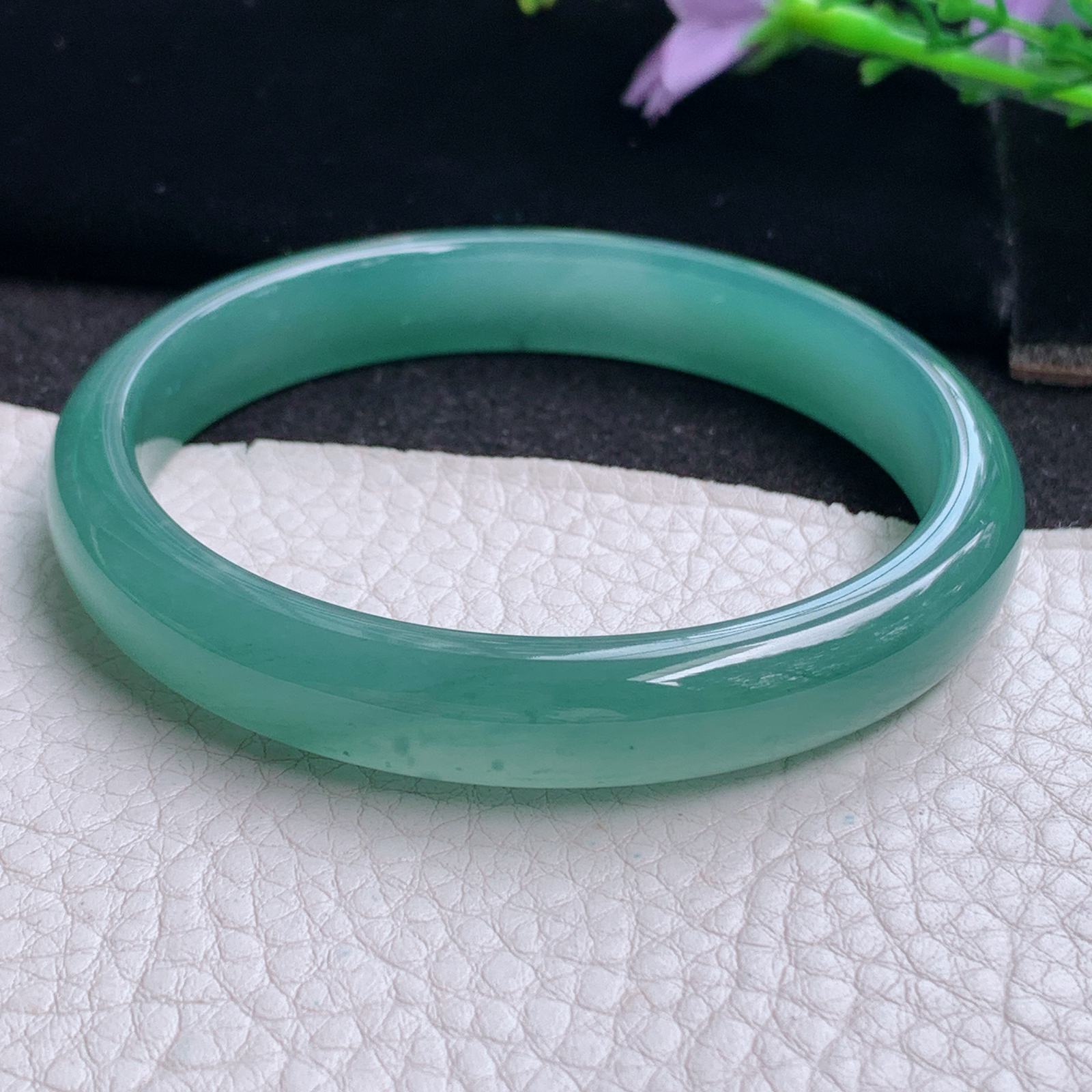 fl大圈口61.5*11*7平安镯 天然翡翠A货玉手镯精美冰蓝正圈玉手环