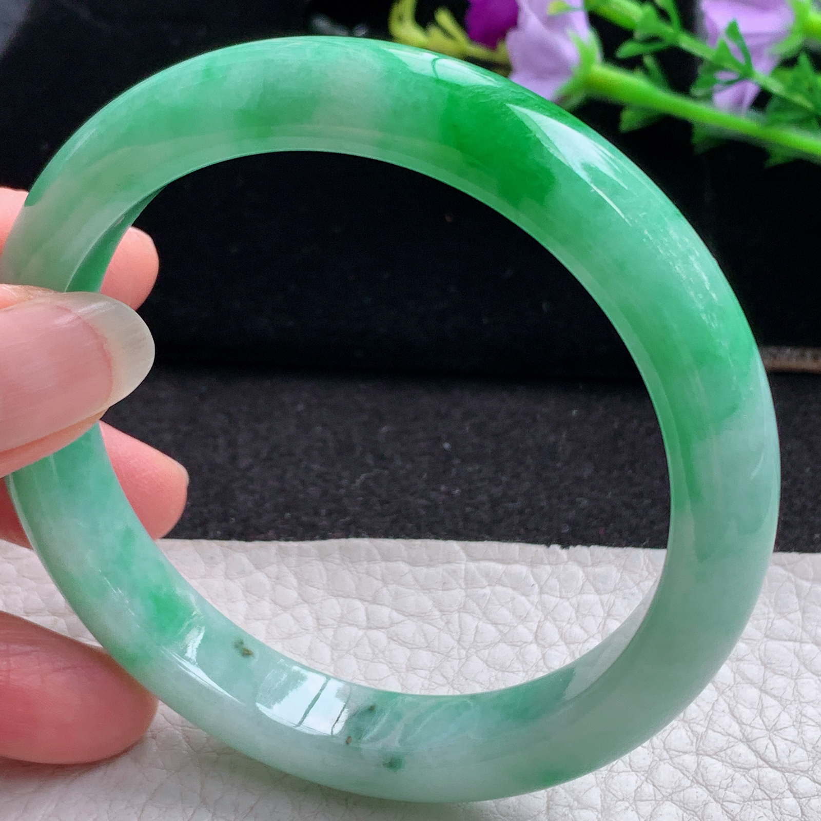 xc大圈口61*11.6*8.8平安镯 天然缅甸翡翠A货玉手镯阳绿大气正圈玉手环