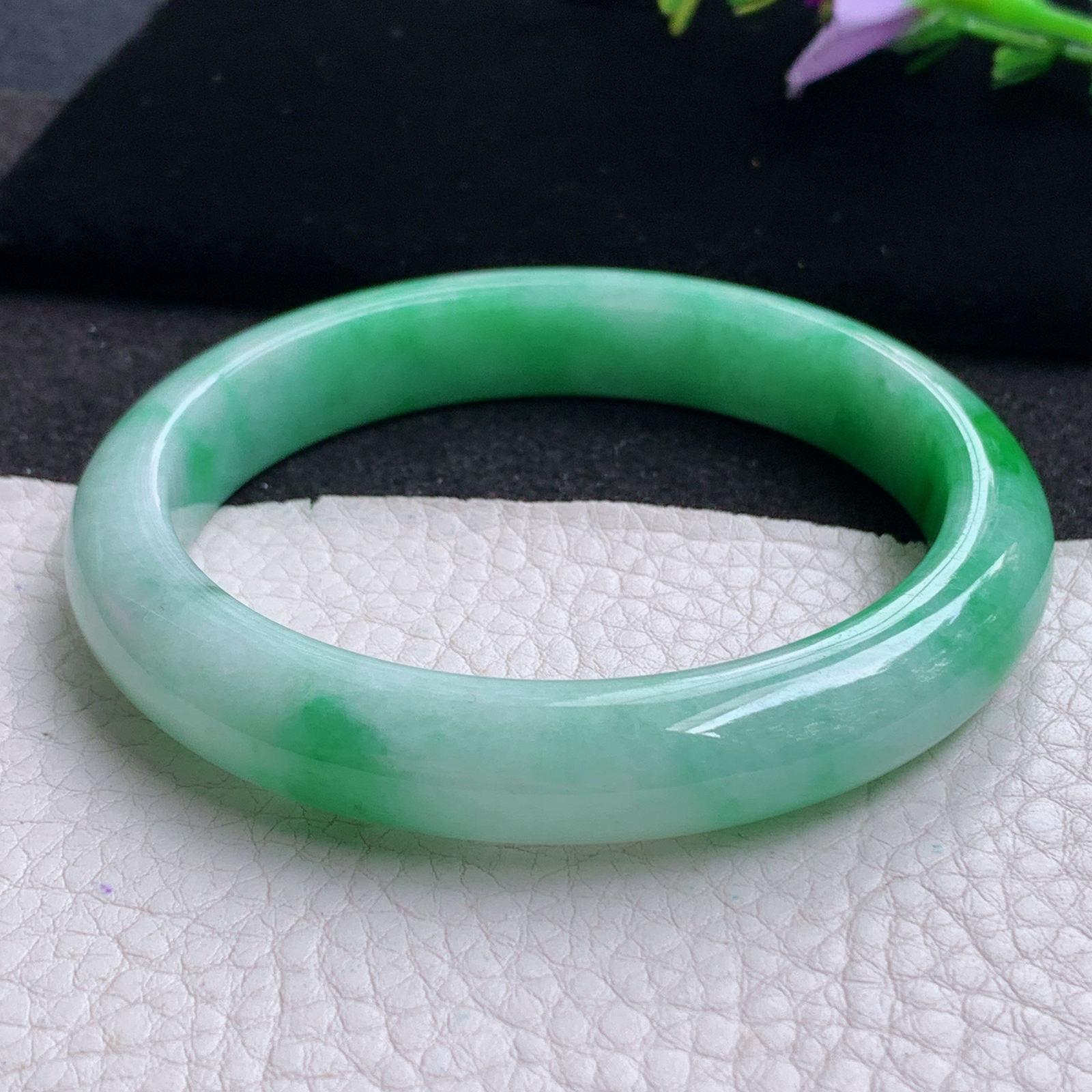 xc大圈口61*11.6*8.8平安镯 天然缅甸翡翠A货玉手镯阳绿大气正圈玉手环