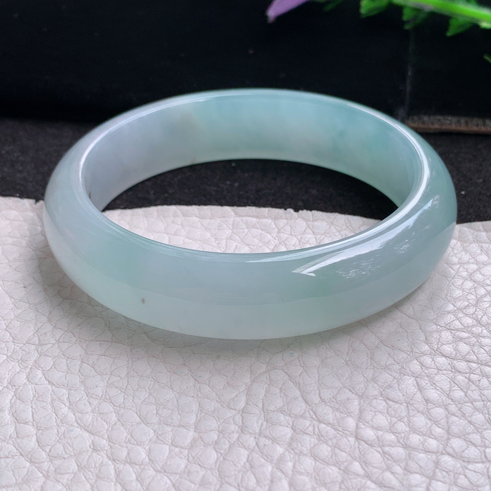 xc实拍58*14.5*7.7平安镯 天然缅甸翡翠A货玉手镯冰透蓝晴玉手环