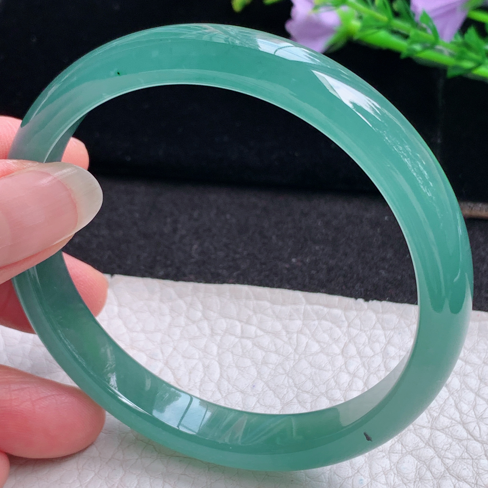 fl大圈口61.5*11*7平安镯 天然翡翠A货玉手镯精美冰蓝正圈玉手环