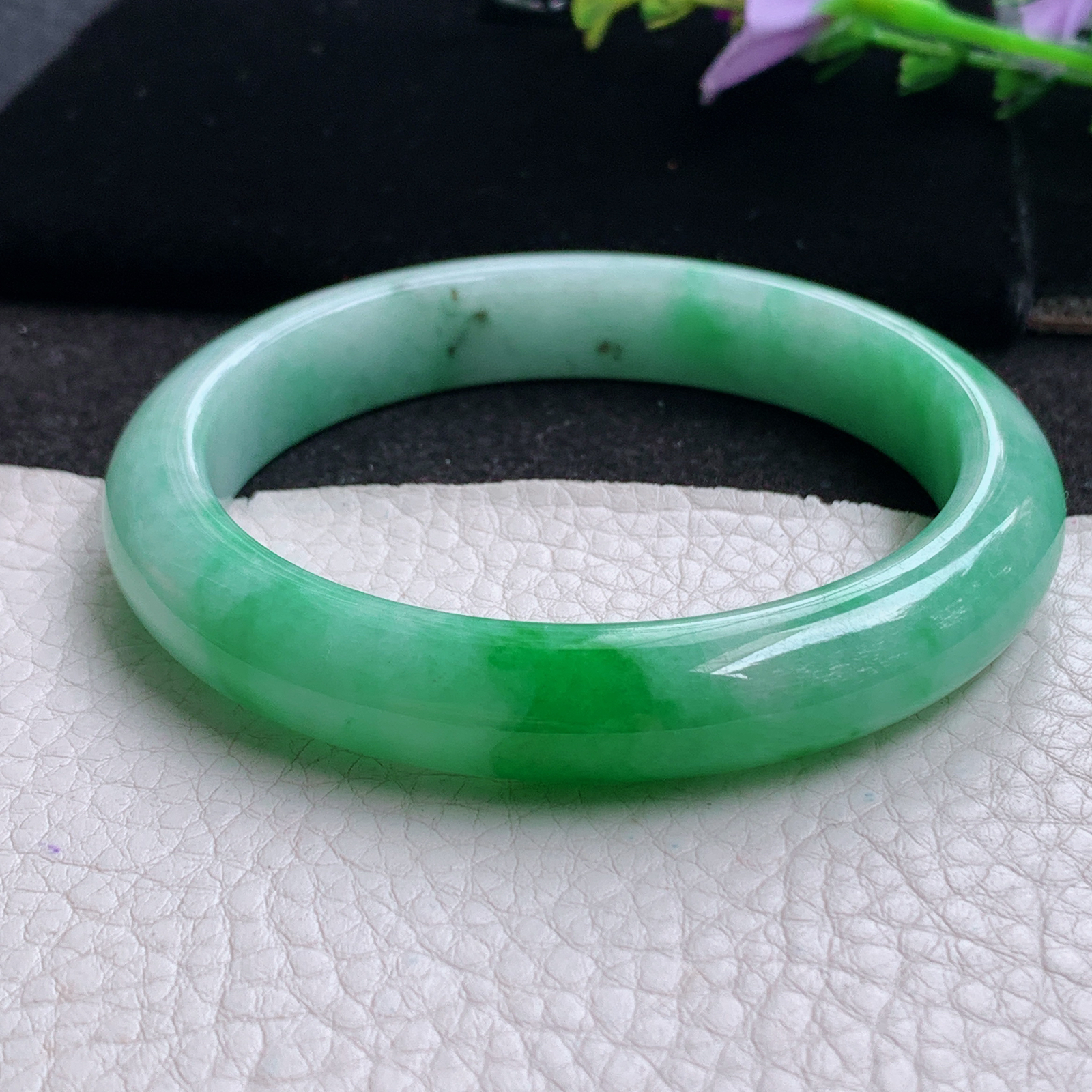 xc大圈口61*11.6*8.8平安镯 天然缅甸翡翠A货玉手镯阳绿大气正圈玉手环