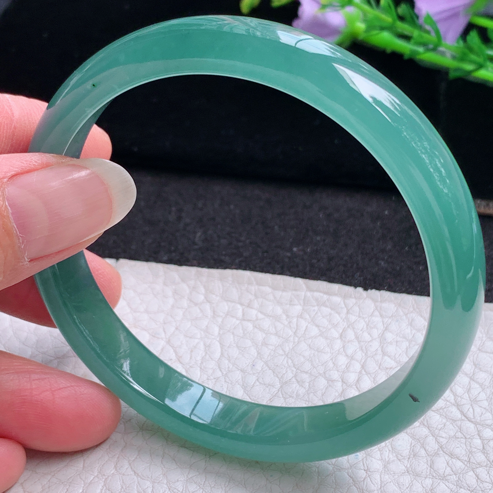 fl大圈口61.5*11*7平安镯 天然翡翠A货玉手镯精美冰蓝正圈玉手环