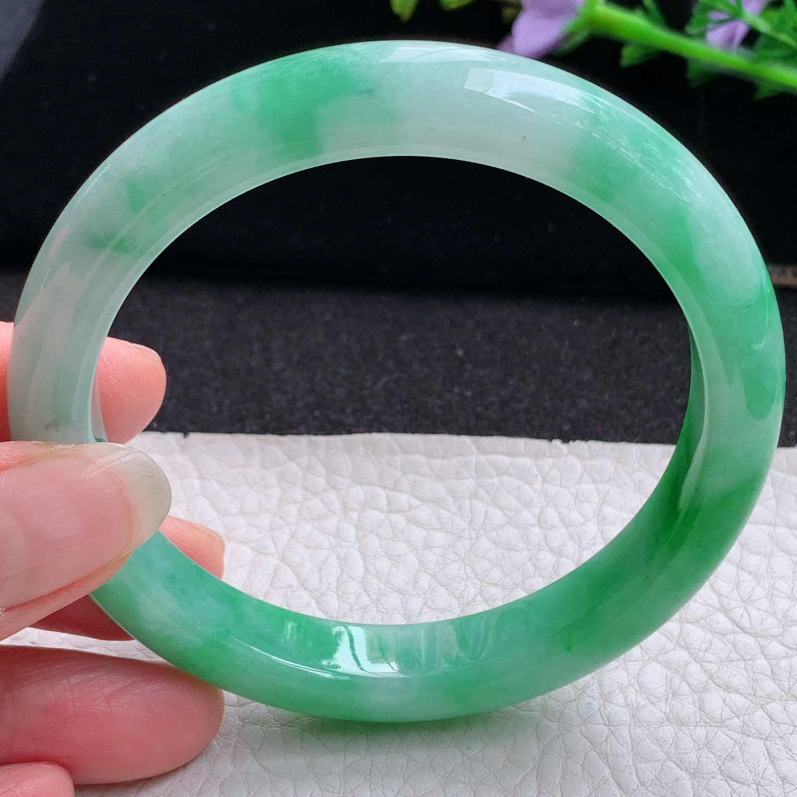 xc大圈口61*11.6*8.8平安镯 天然缅甸翡翠A货玉手镯阳绿大气正圈玉手环