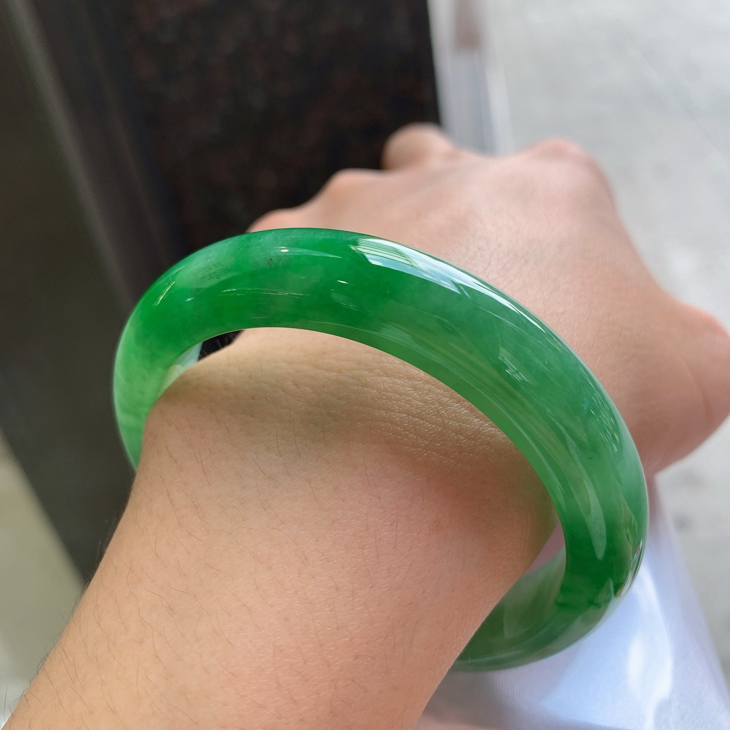 正圈飘绿 无瑕 尺寸：58.6/13/9 色辣