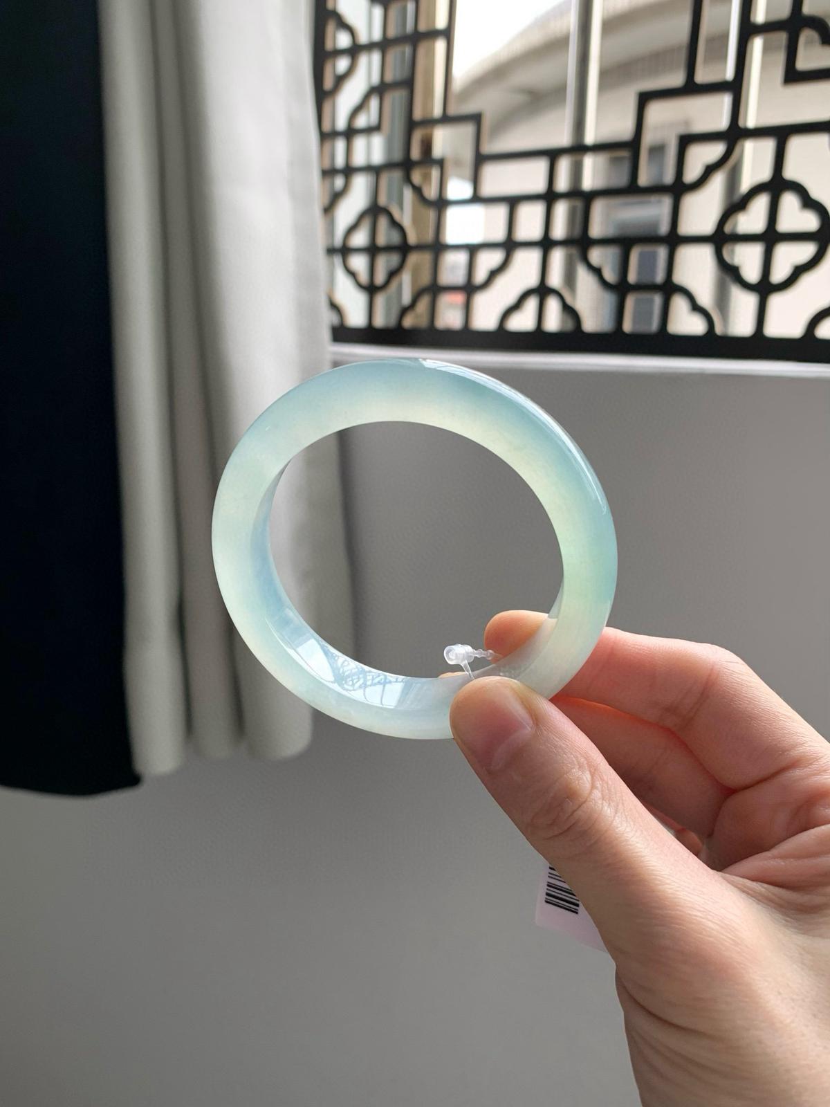 圈口55高冰晴起光淡半山水成品手镯