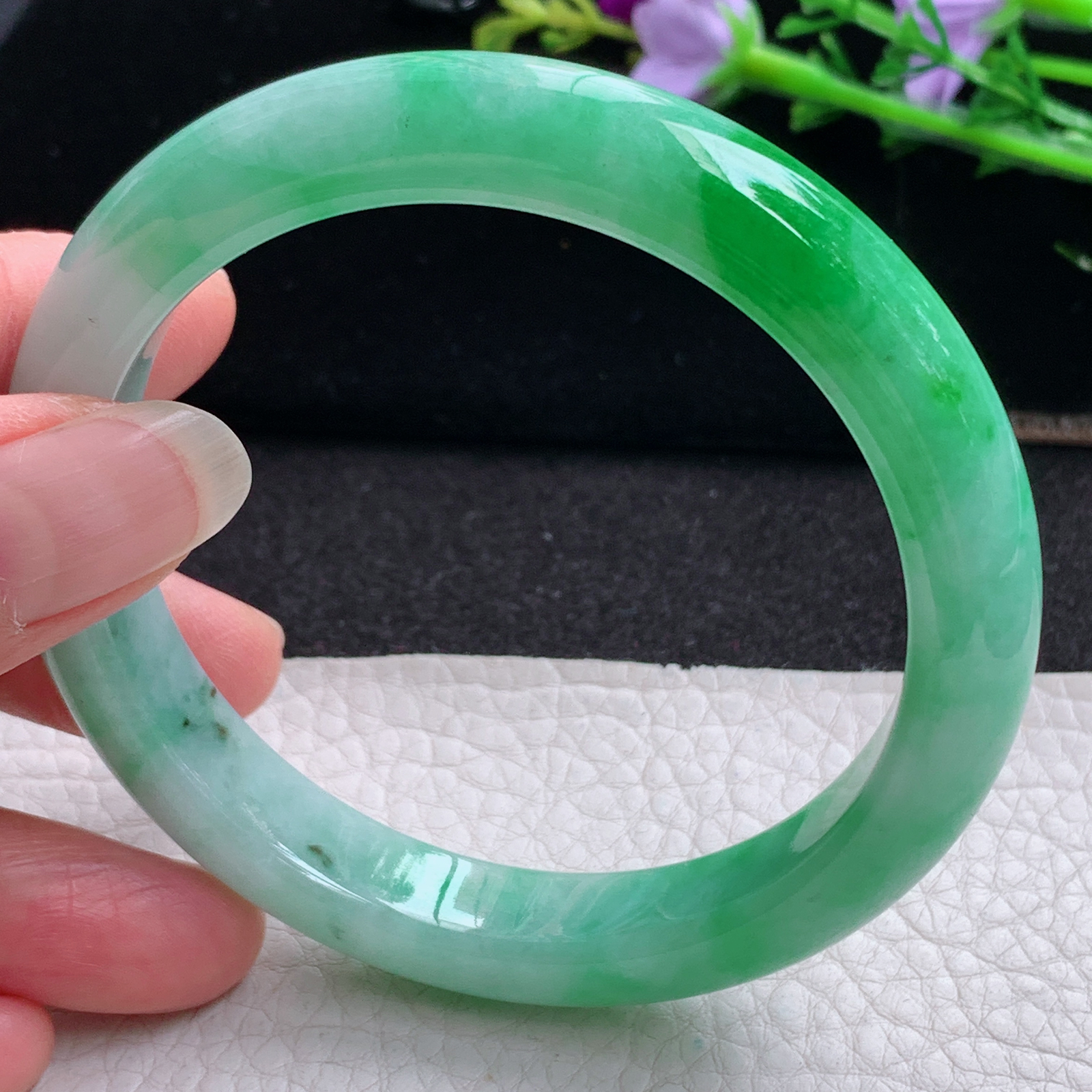 xc大圈口61*11.6*8.8平安镯 天然缅甸翡翠A货玉手镯阳绿大气正圈玉手环