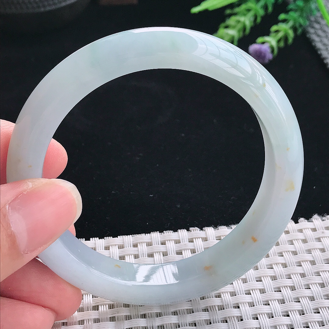 实拍A货翡翠57/11.8/8.6老坑冰胶水灵紫罗兰飘花手镯玉镯手环