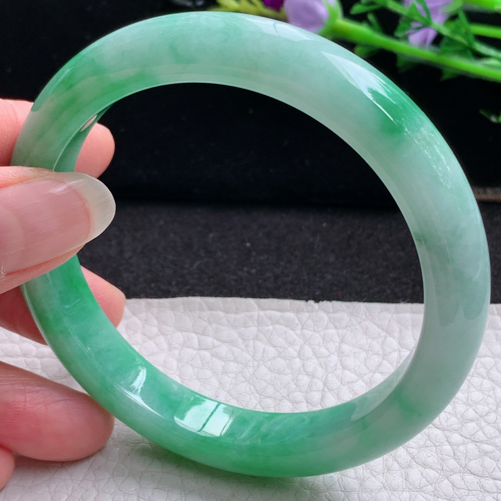 xc大圈口61*11.6*8.8平安镯 天然缅甸翡翠A货玉手镯阳绿大气正圈玉手环