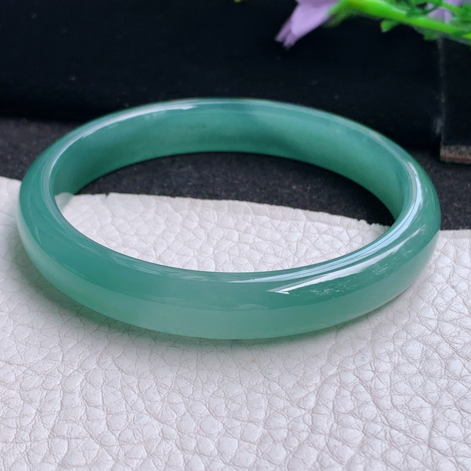 fl大圈口61.5*11*7平安镯 天然翡翠A货玉手镯精美冰蓝正圈玉手环