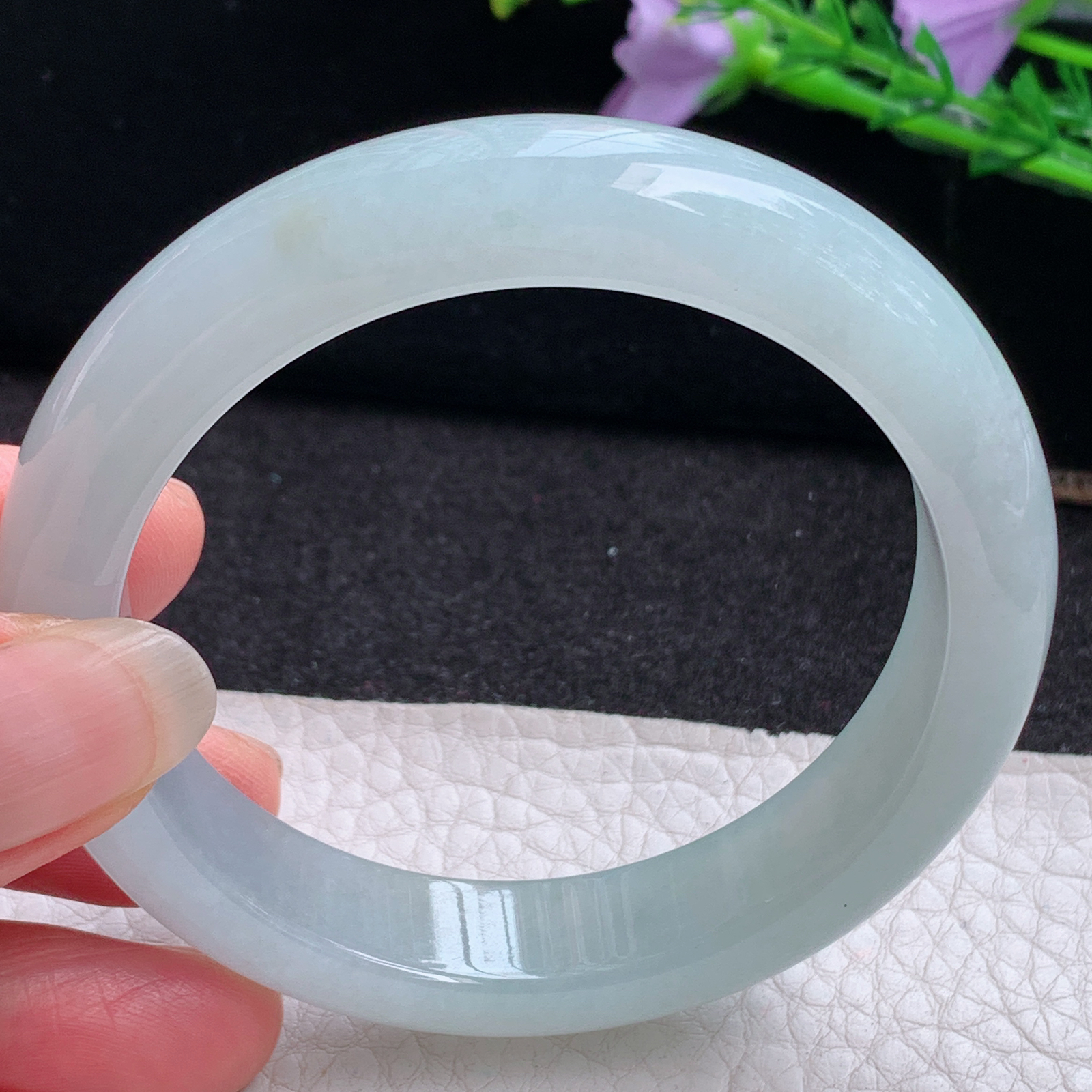 r实拍55*12.8*8.3平安镯 天然缅甸翡翠A货玉手镯冰润纯美正圈玉手环