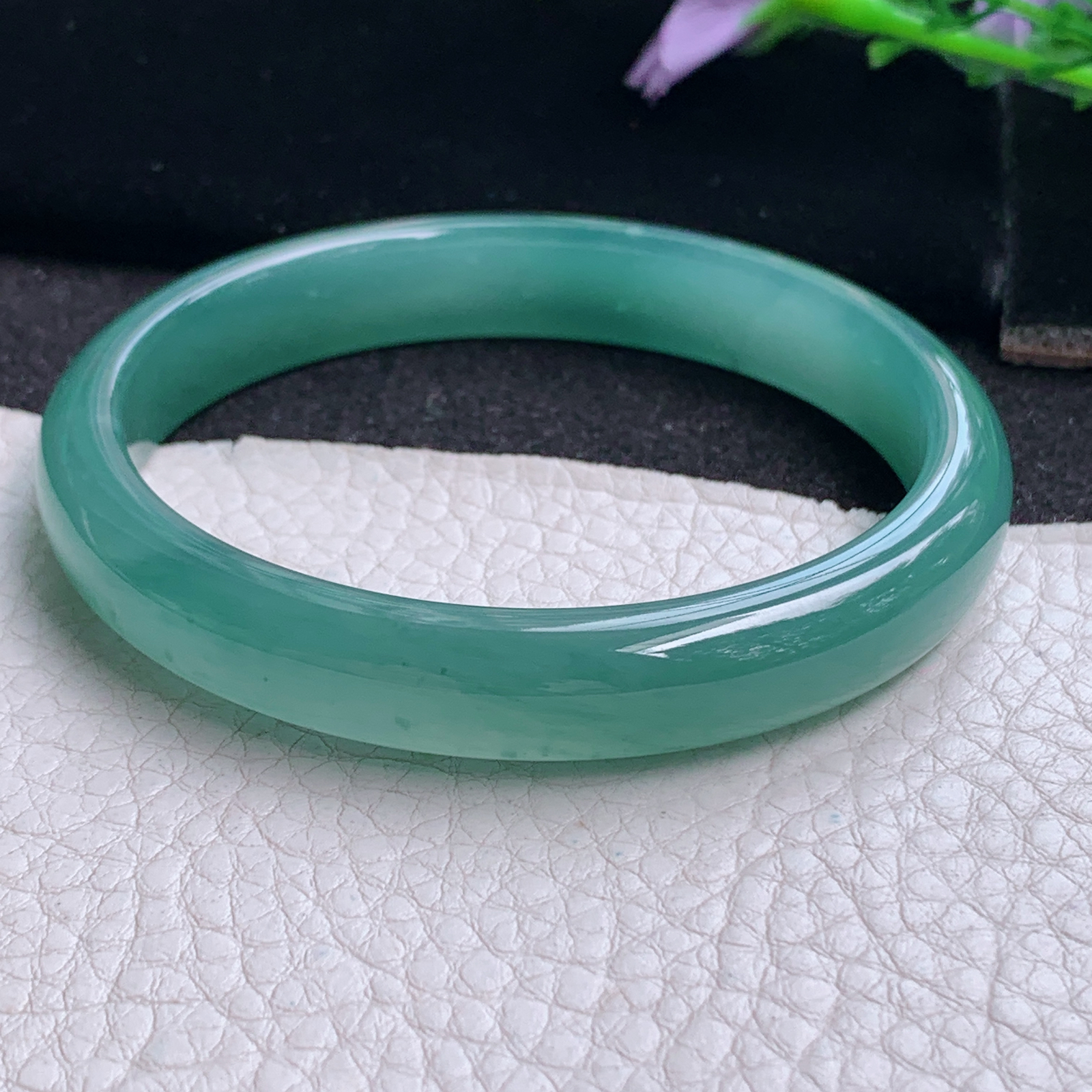 fl大圈口61.5*11*7平安镯 天然翡翠A货玉手镯精美冰蓝正圈玉手环