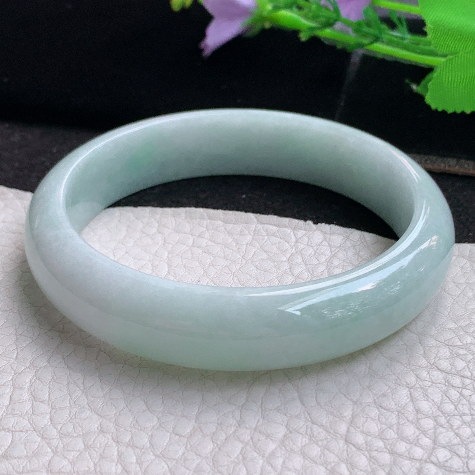 js大圈口63.5*15*8.2平安镯 天然翡翠A货玉手镯精美浅绿正圈玉手环