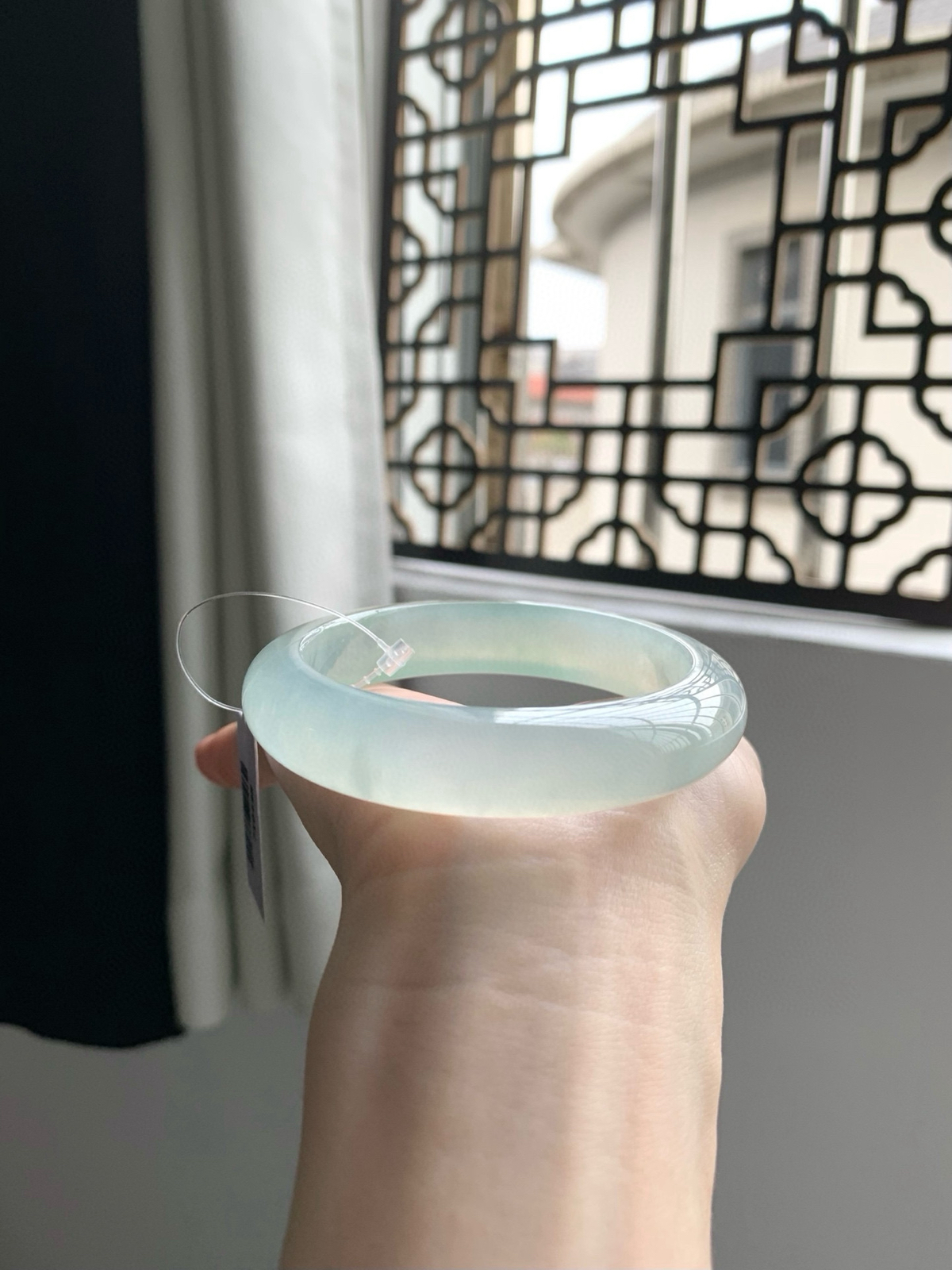 圈口55高冰晴起光淡半山水成品手镯