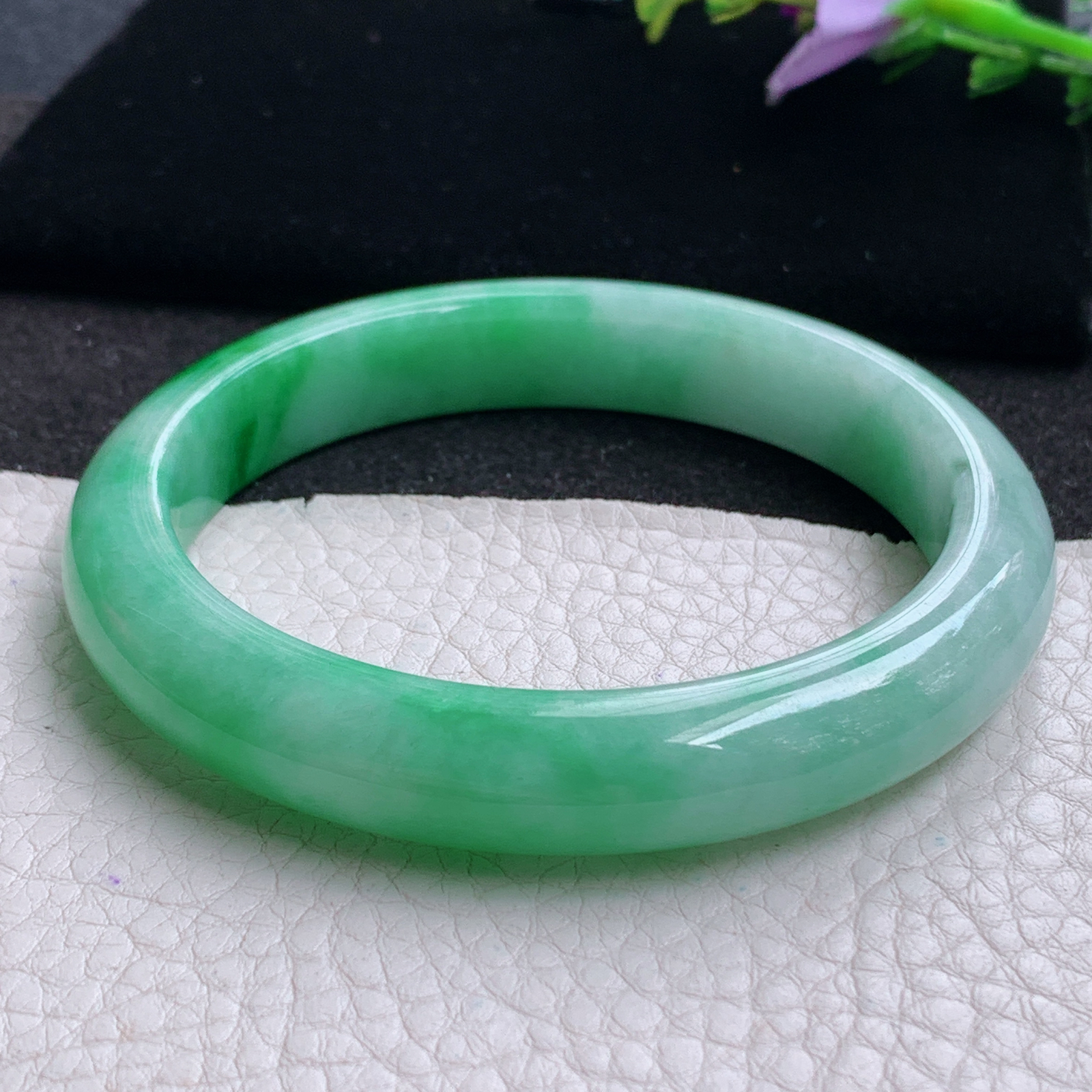xc大圈口61*11.6*8.8平安镯 天然缅甸翡翠A货玉手镯阳绿大气正圈玉手环
