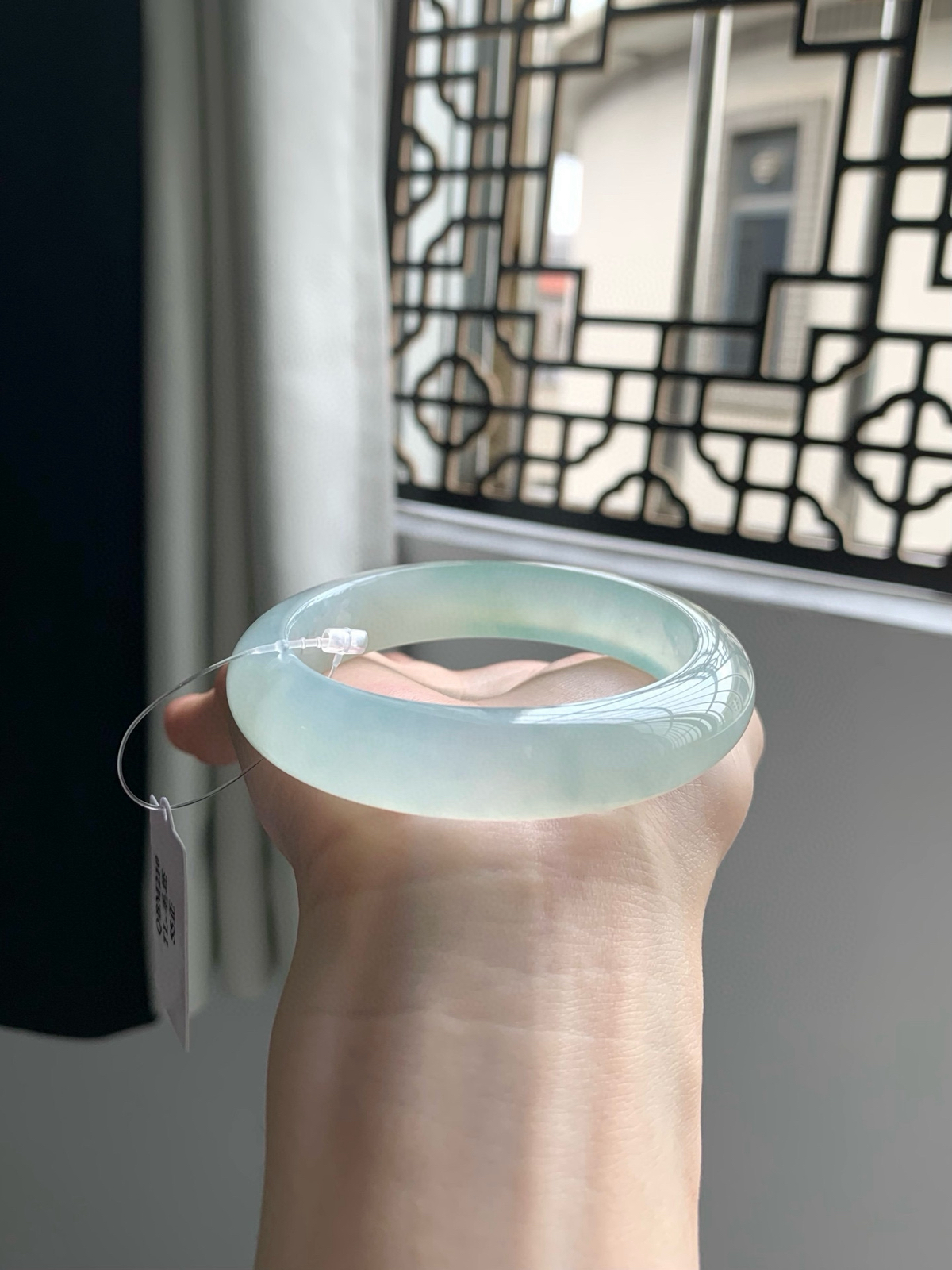 圈口55高冰晴起光淡半山水成品手镯