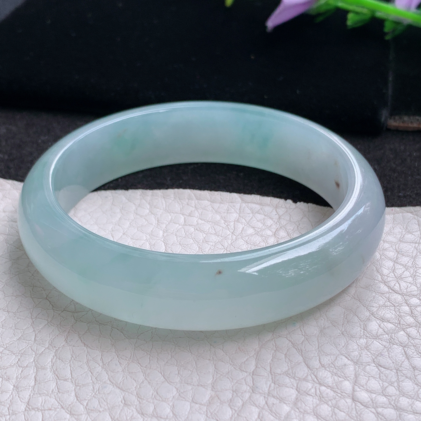 xc实拍58*14.5*7.7平安镯 天然缅甸翡翠A货玉手镯冰透蓝晴玉手环