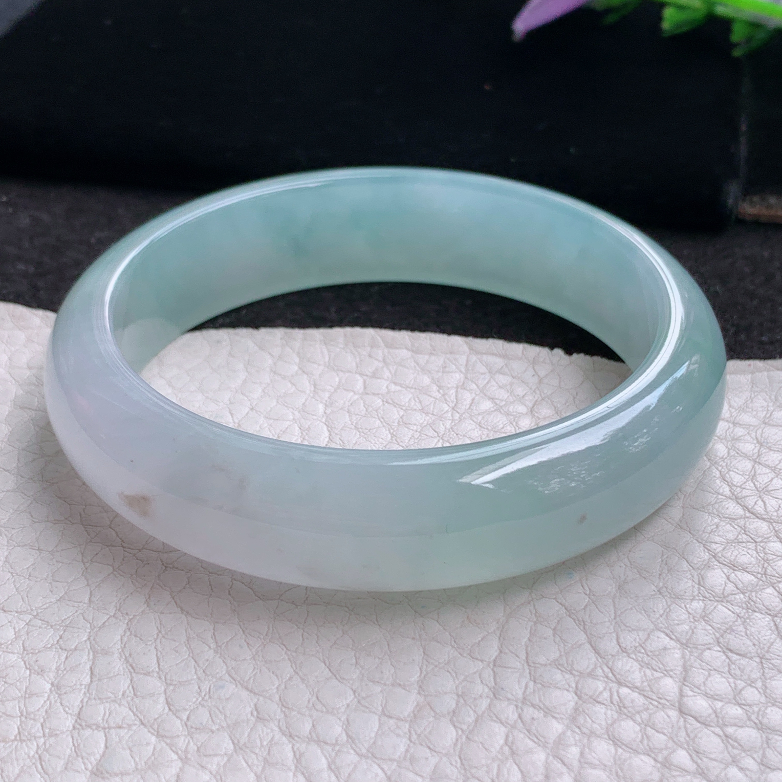 xc实拍58*14.5*7.7平安镯 天然缅甸翡翠A货玉手镯冰透蓝晴玉手环