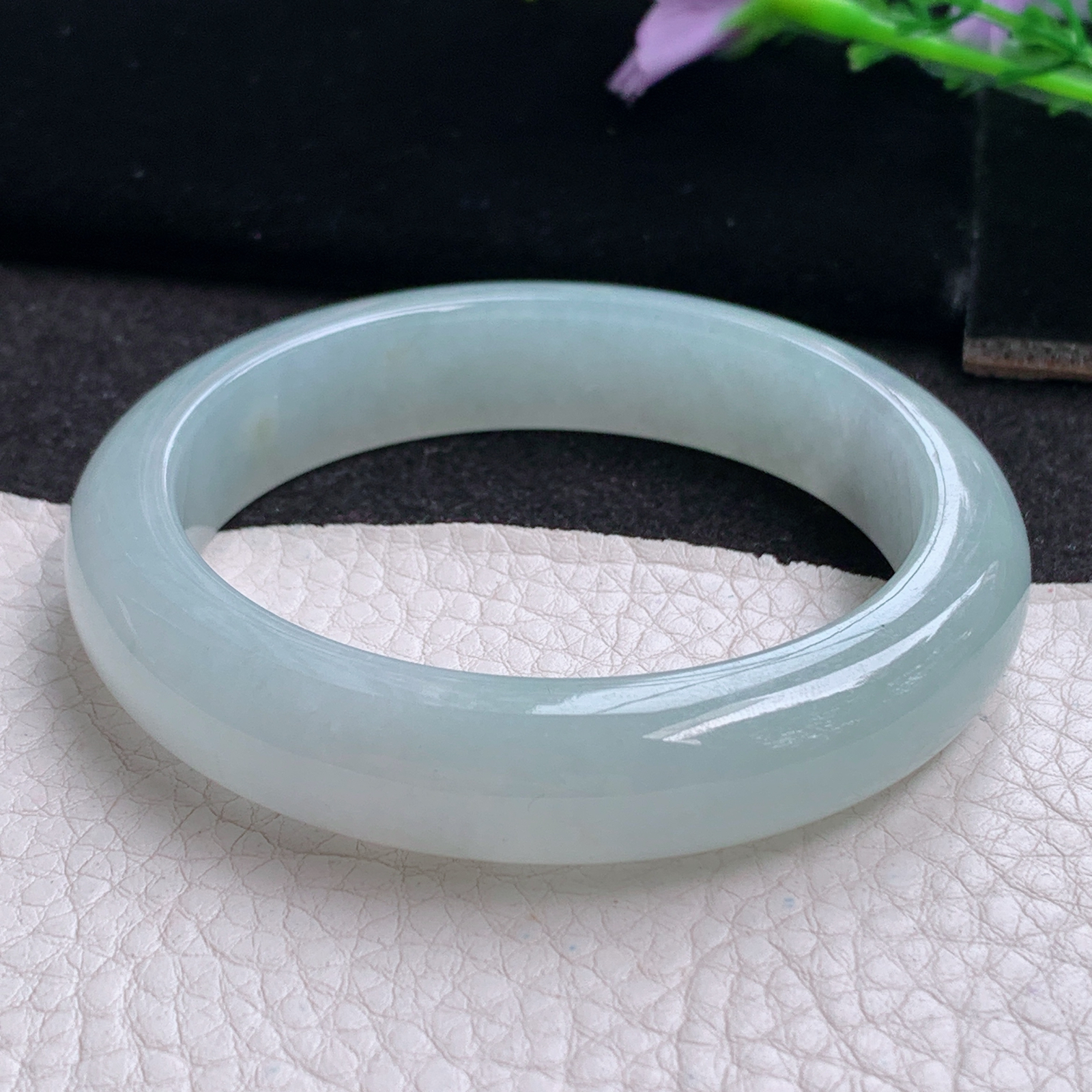 r实拍55*12.8*8.3平安镯 天然缅甸翡翠A货玉手镯冰润纯美正圈玉手环