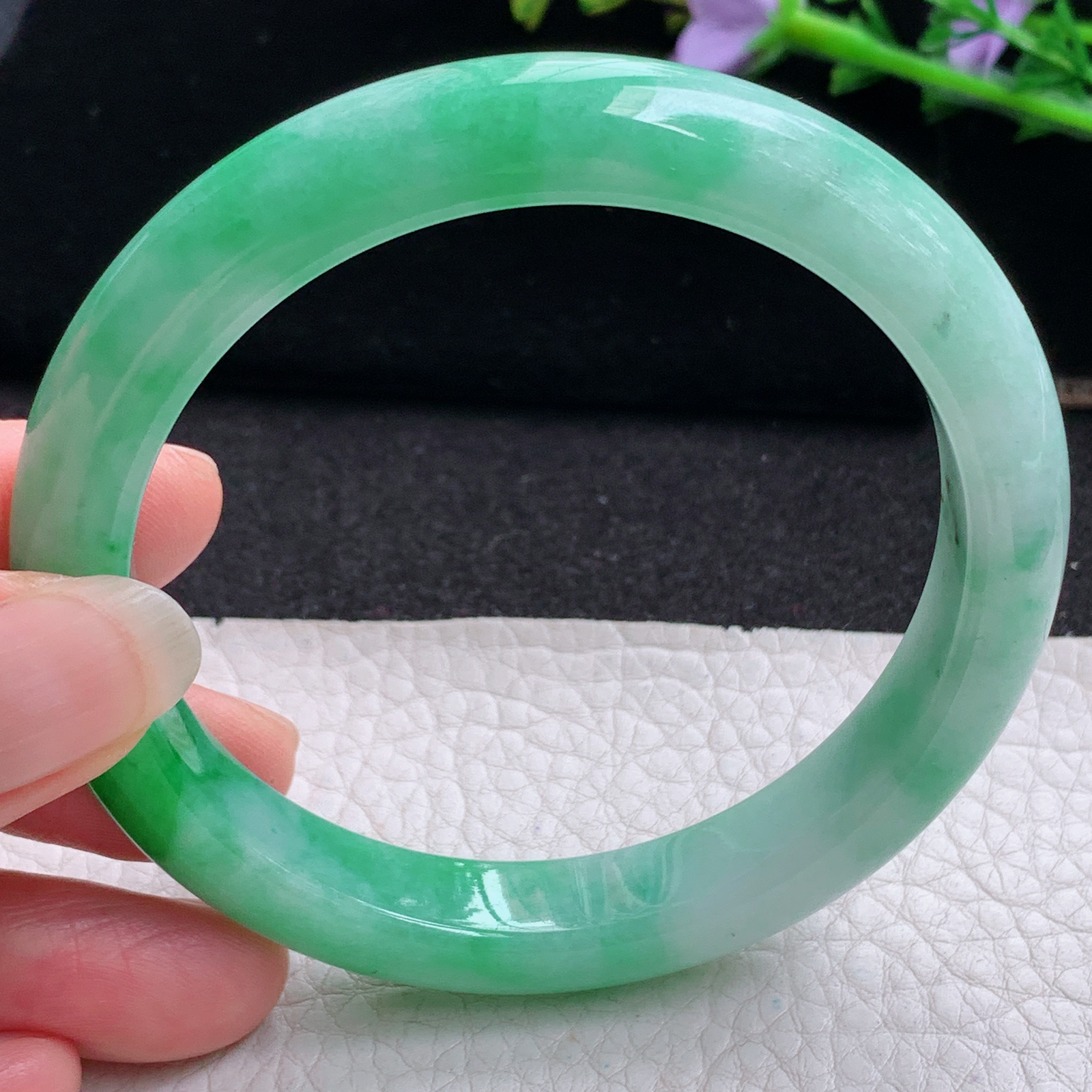 xc大圈口61*11.6*8.8平安镯 天然缅甸翡翠A货玉手镯阳绿大气正圈玉手环