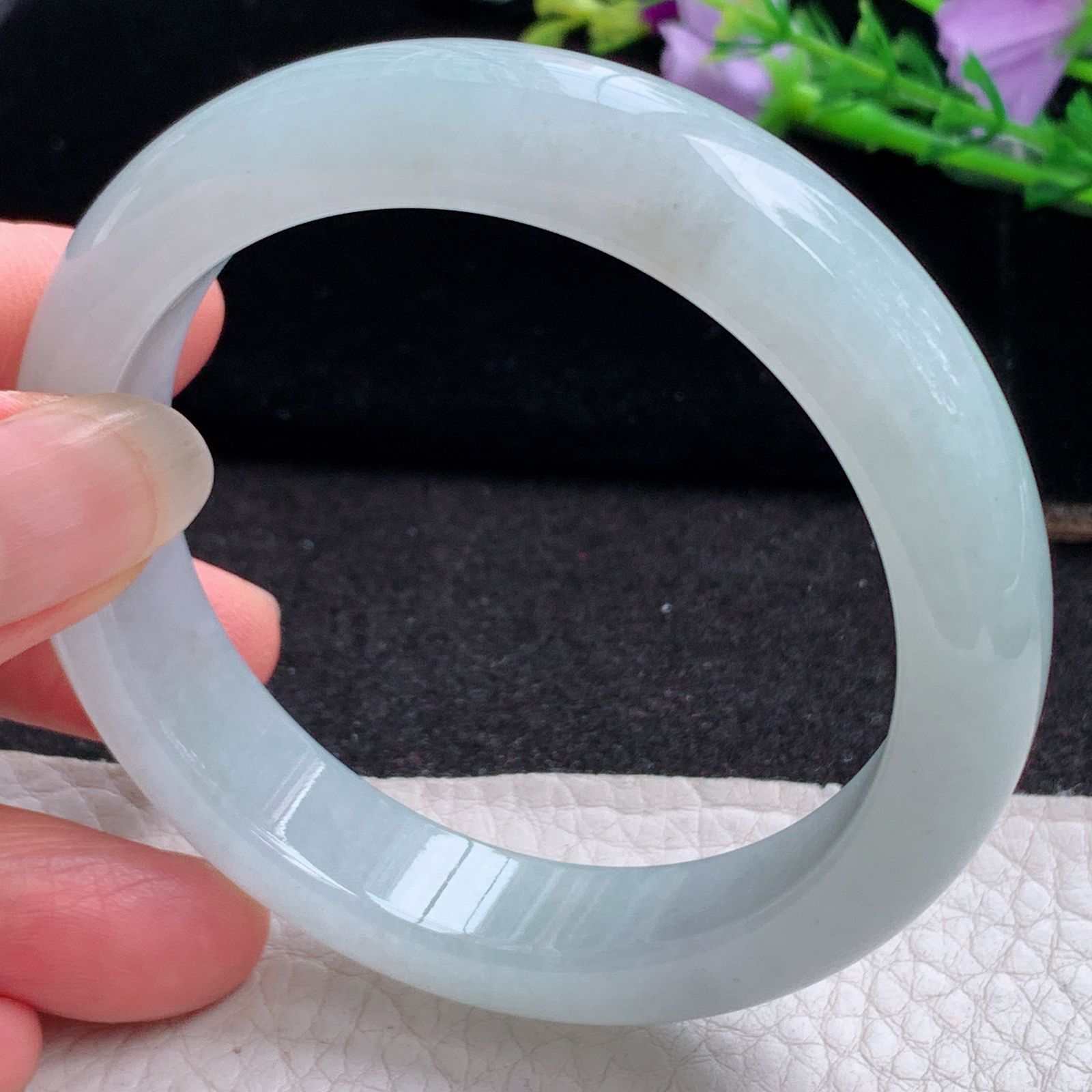 r实拍55*12.8*8.3平安镯 天然缅甸翡翠A货玉手镯冰润纯美正圈玉手环