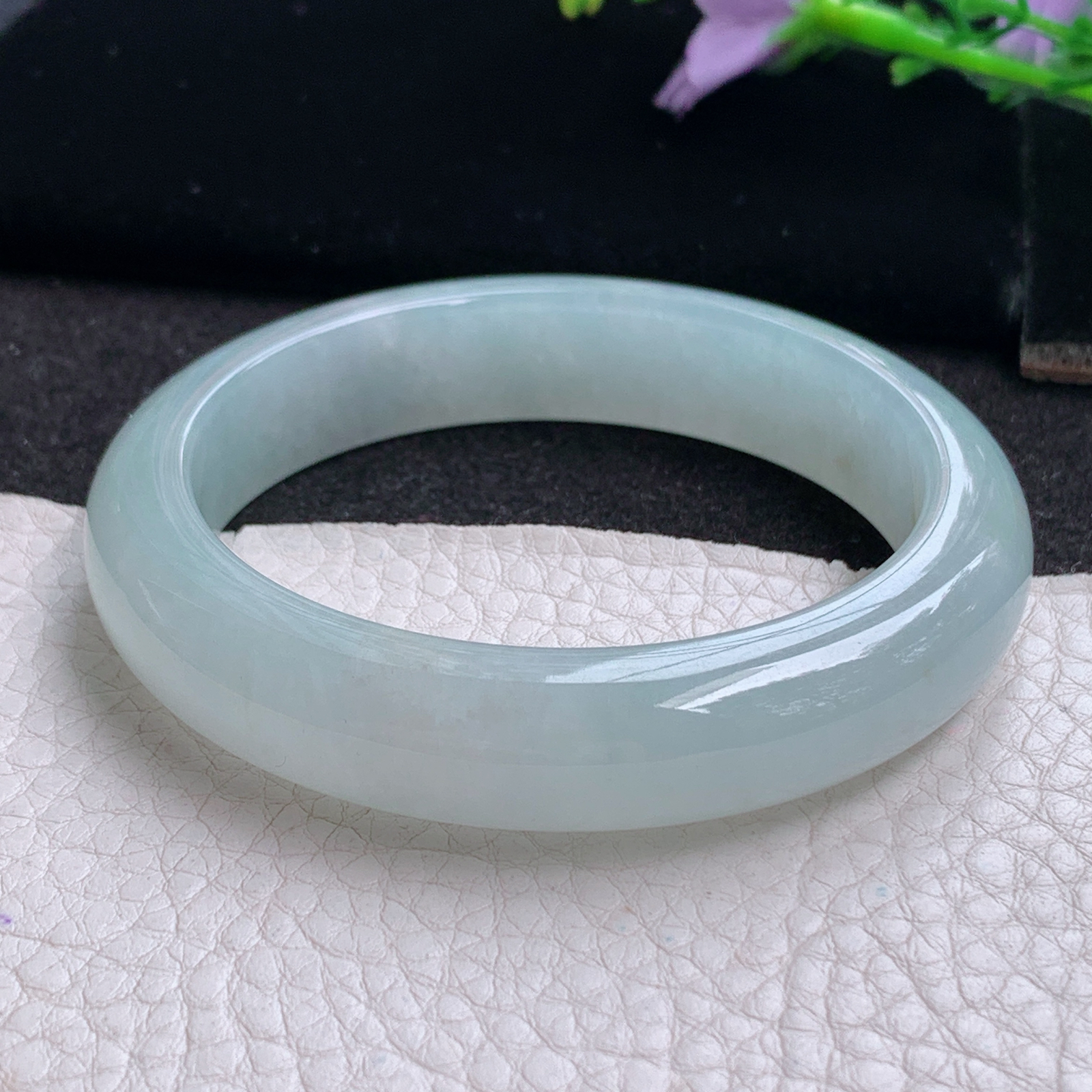 r实拍55*12.8*8.3平安镯 天然缅甸翡翠A货玉手镯冰润纯美正圈玉手环