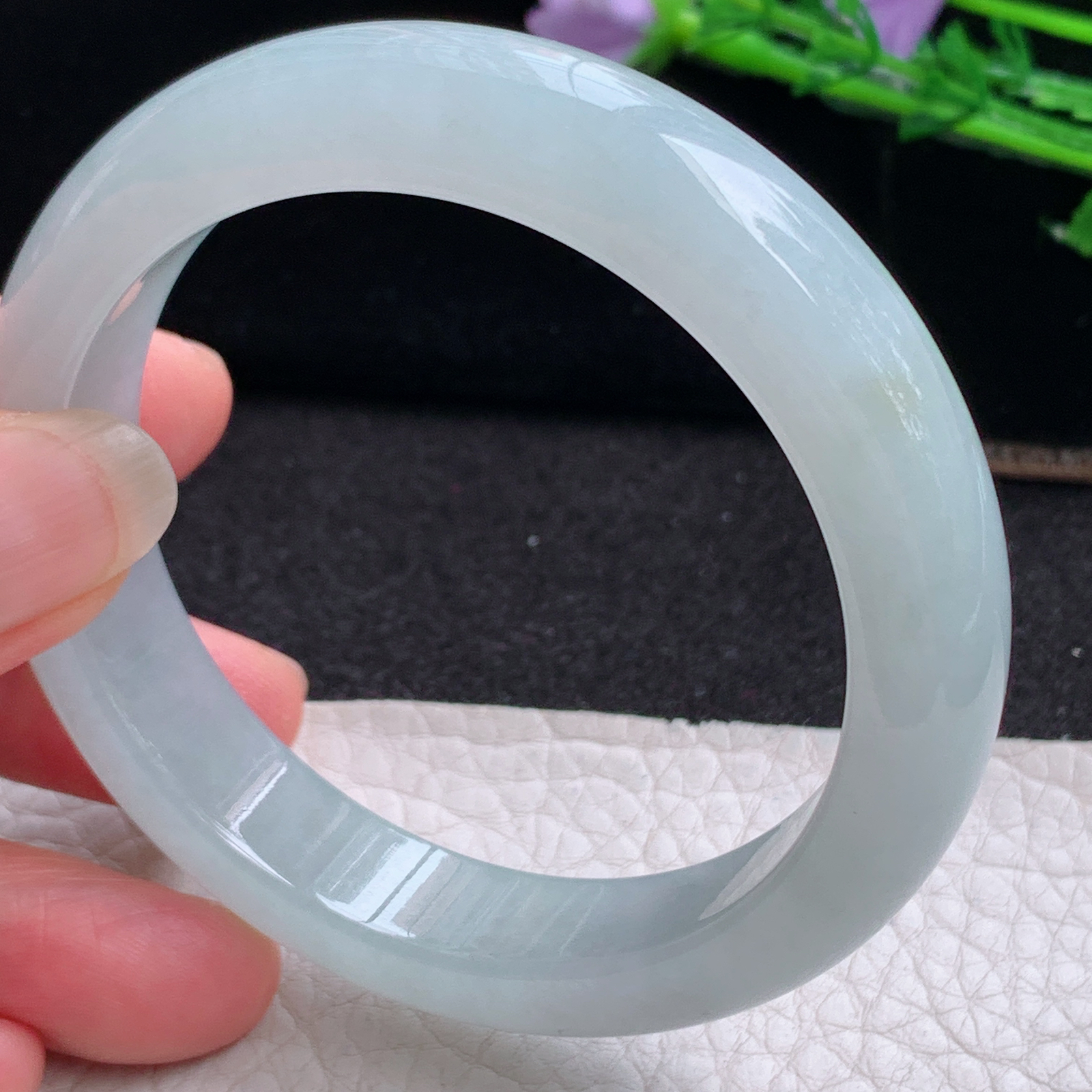 r实拍55*12.8*8.3平安镯 天然缅甸翡翠A货玉手镯冰润纯美正圈玉手环