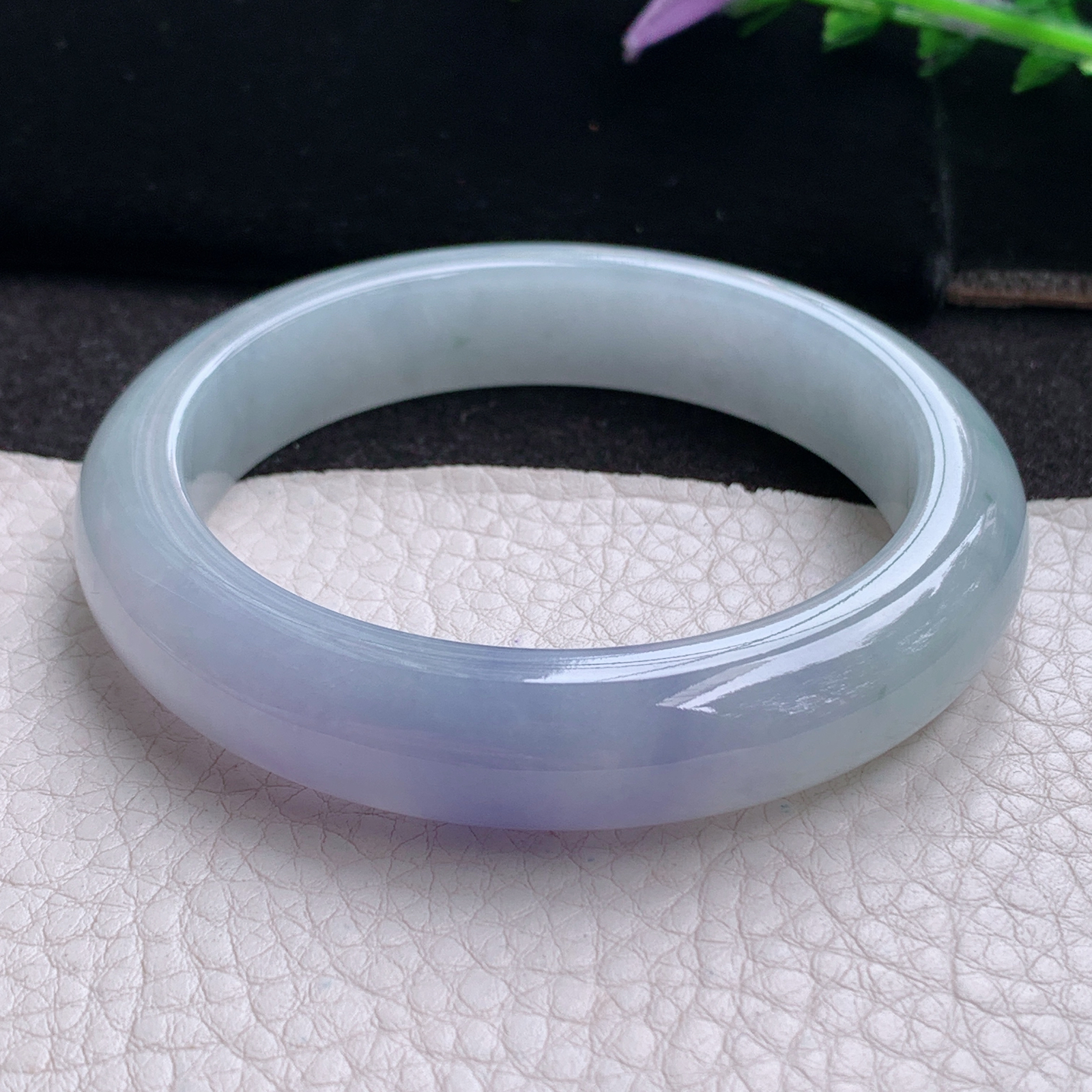 z实拍57.5*12.6*9平安镯 天然缅甸翡翠A货玉手镯冰紫正圈玉手环