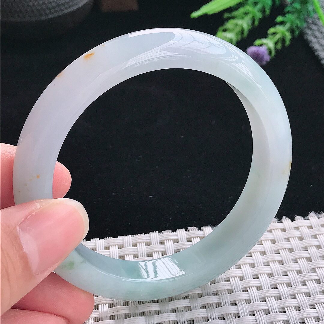 实拍A货翡翠57/11.8/8.6老坑冰胶水灵紫罗兰飘花手镯玉镯手环